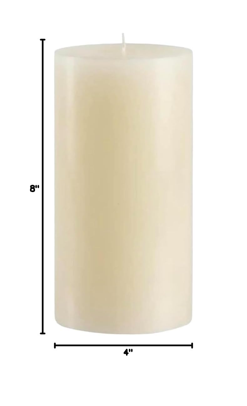 Premium Unscented Ivory Pillar Candle - 4x8 Inch Hand-Poured Luxury Candles for Home Decor, Weddings & Events | 160-Hour Burn Time, Smokeless & Dripless | Perfect for Centerpieces, Romantic Dinners & Spa Relaxation