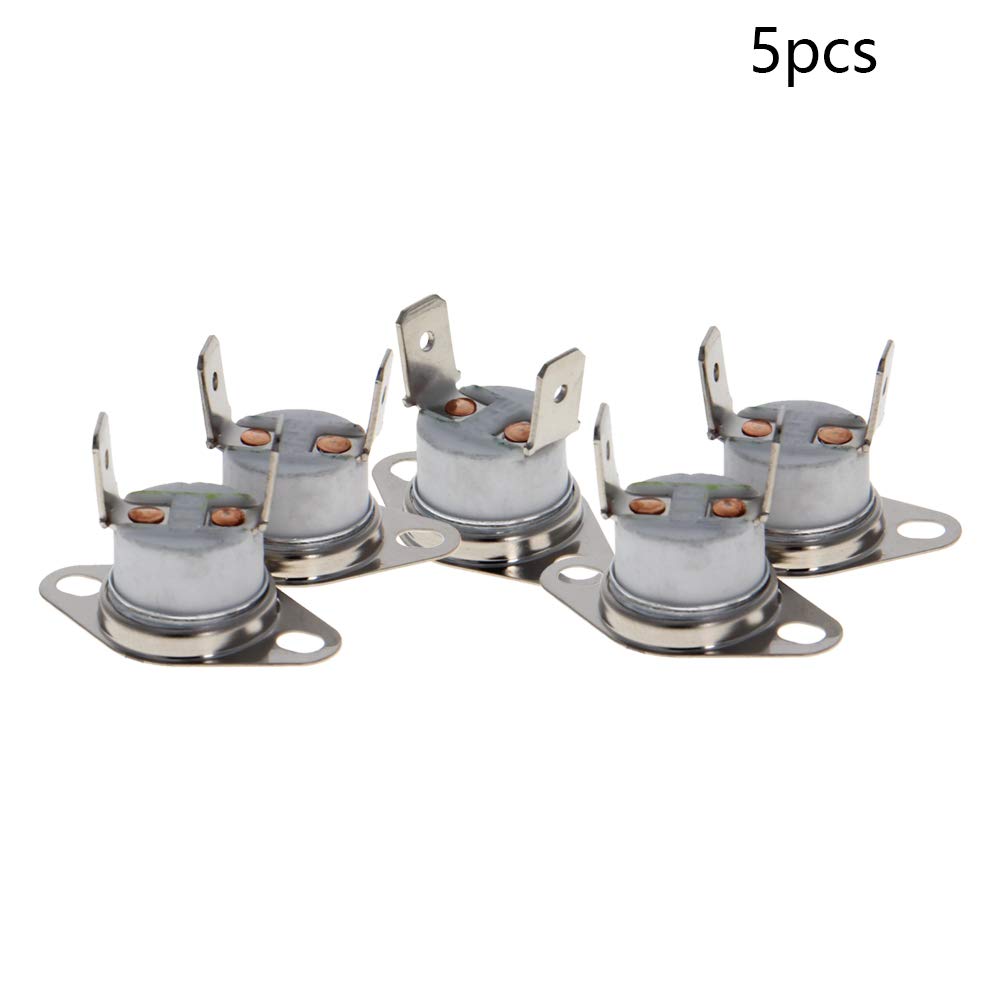 Heyiarbeit 5Pcs KSD301 Thermostat 135°C/275℉ 10A Normally Closed Adjustable Snap Disc Temperature Switch - Compatible with Microwave, Oven, Coffee Maker, Water Heater & Home Appliances