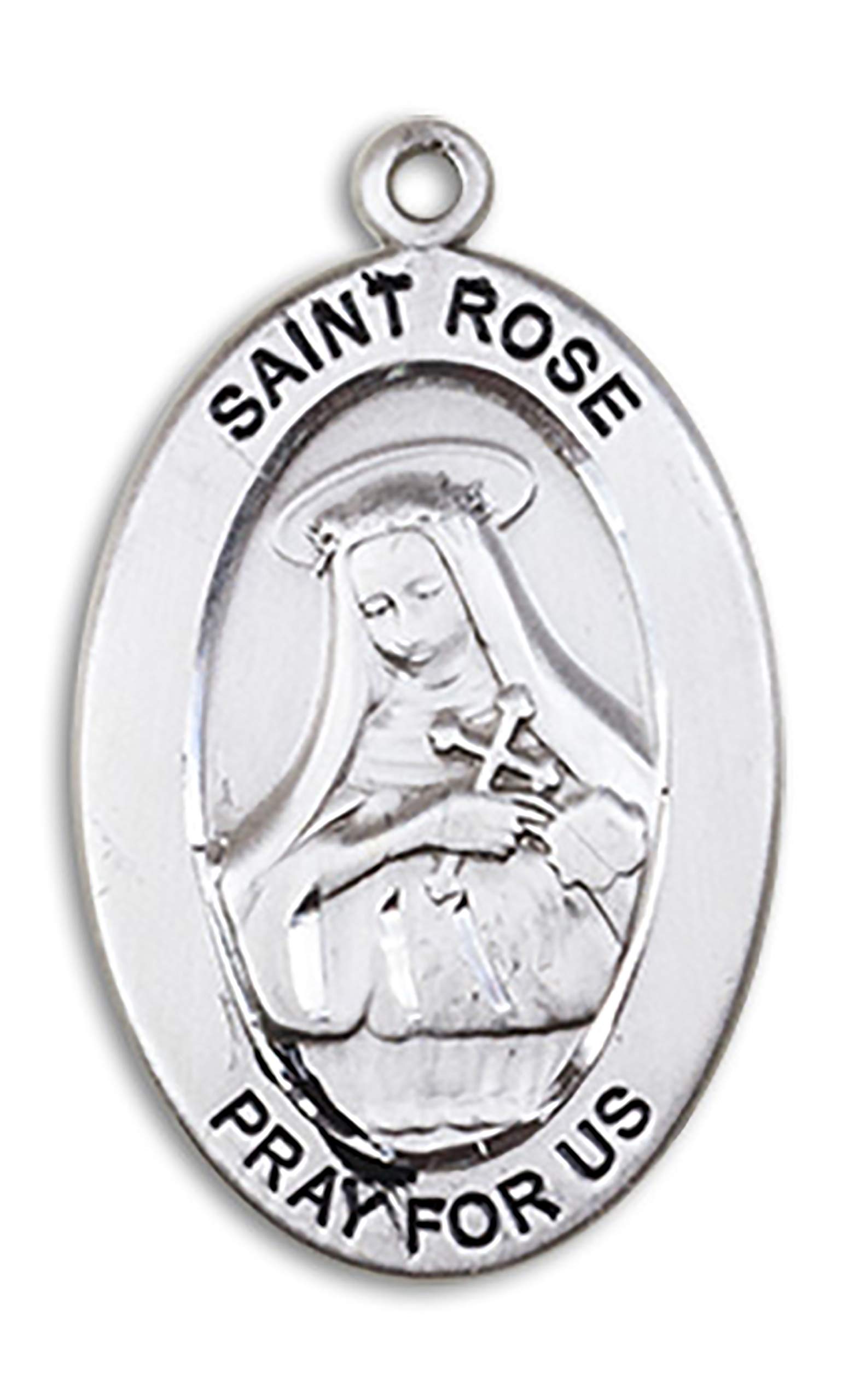 Sterling Silver Saint Medal with Stainless Steel Chain & Gift Box - Religious Jewelry for Baptism, First Communion & Everyday Wear
