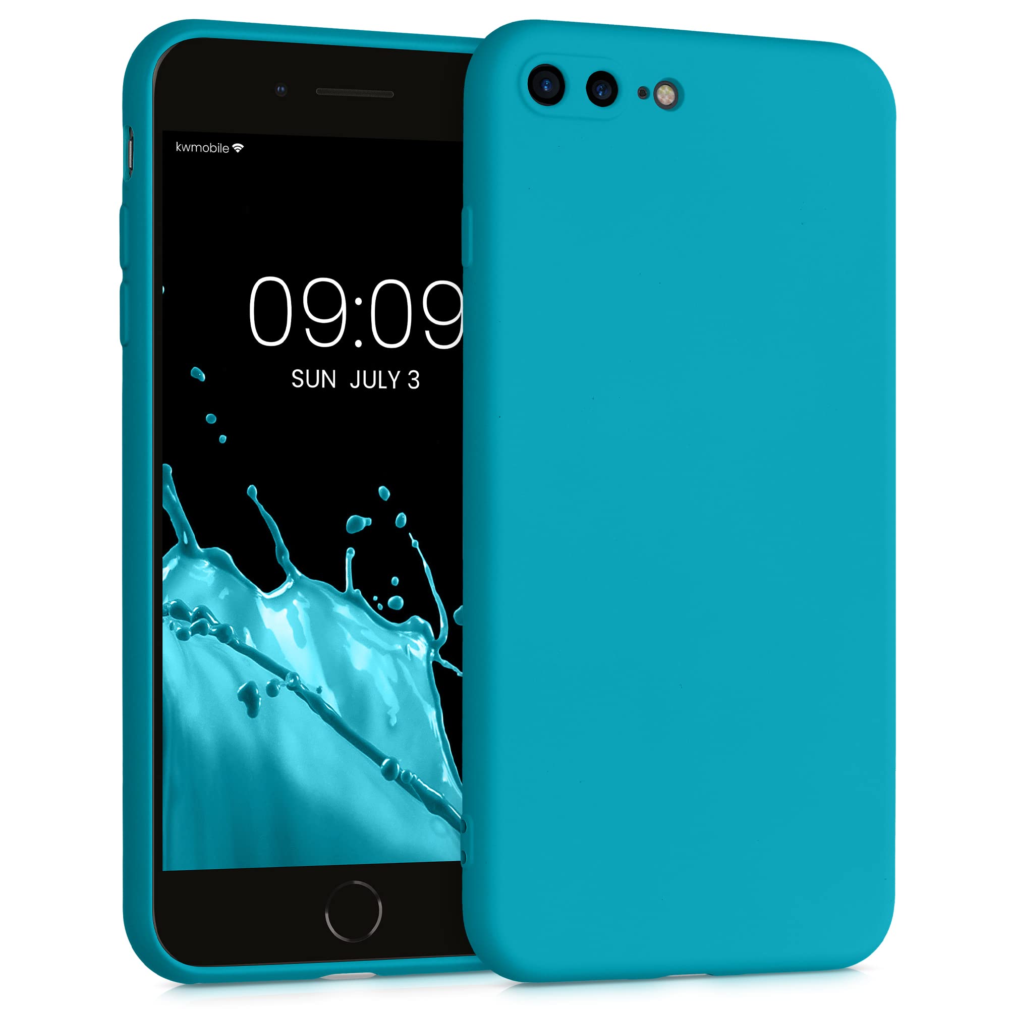 kwmobile Slim Protective TPU Silicone Phone Case for Apple iPhone 7 Plus/iPhone 8 Plus - Shockproof Cover with Non-Slip Grip - Ocean Blue - Perfect for Everyday Use, Travel & Outdoor Activities