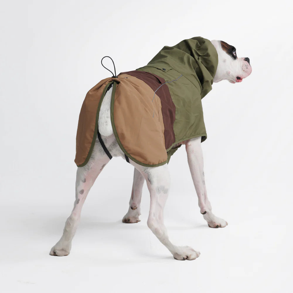 Waterproof Green & Tan Raincoat for Men & Women - Lightweight Windproof Outdoor Jacket for Hiking, Camping & Travel
