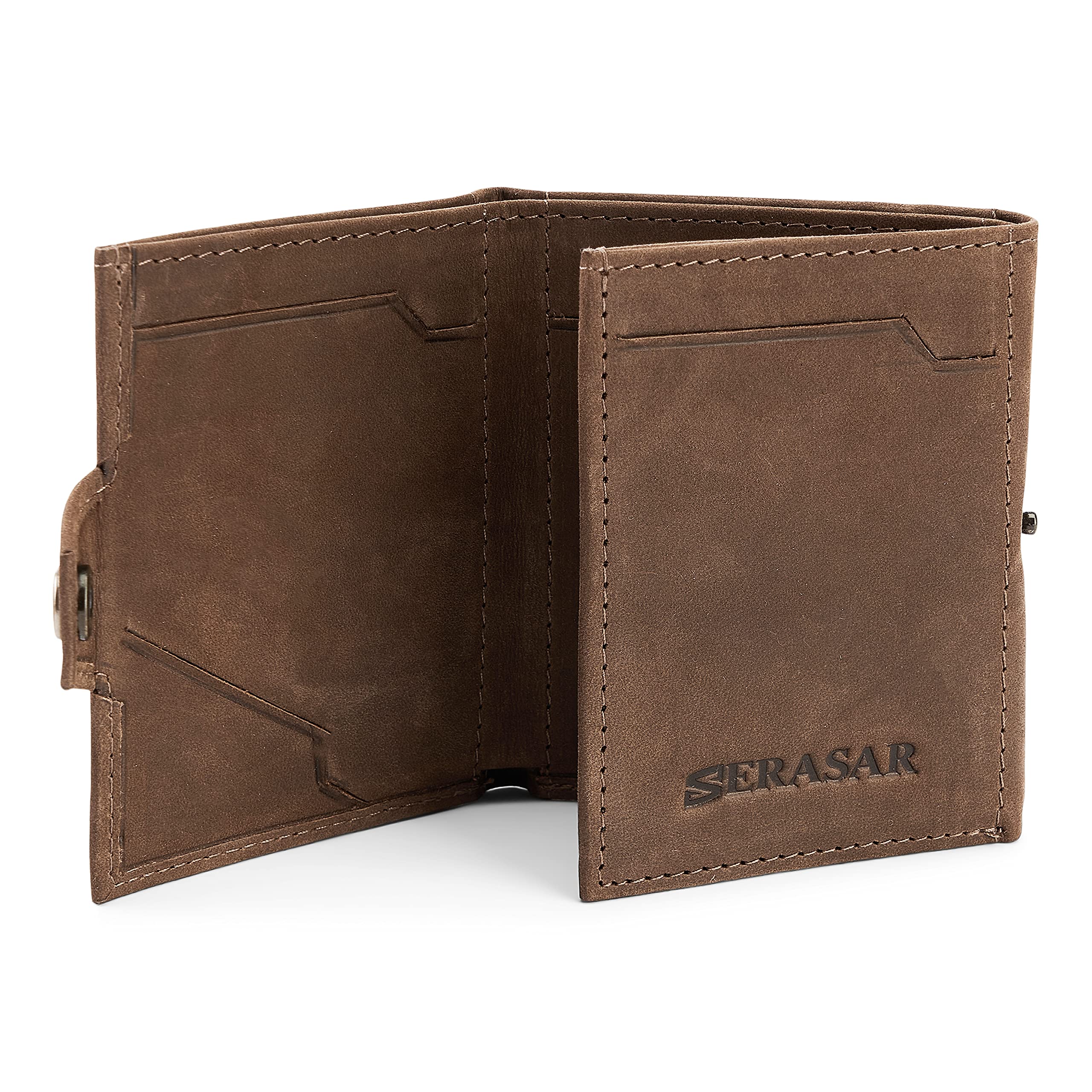 SERASAR Genuine Leather RFID Blocking Wallet for Men - Brown Leather Bifold Wallet with Note & Coin Compartments - Perfect Gift Box Included (Ideal for Travel, Business & Everyday Use)