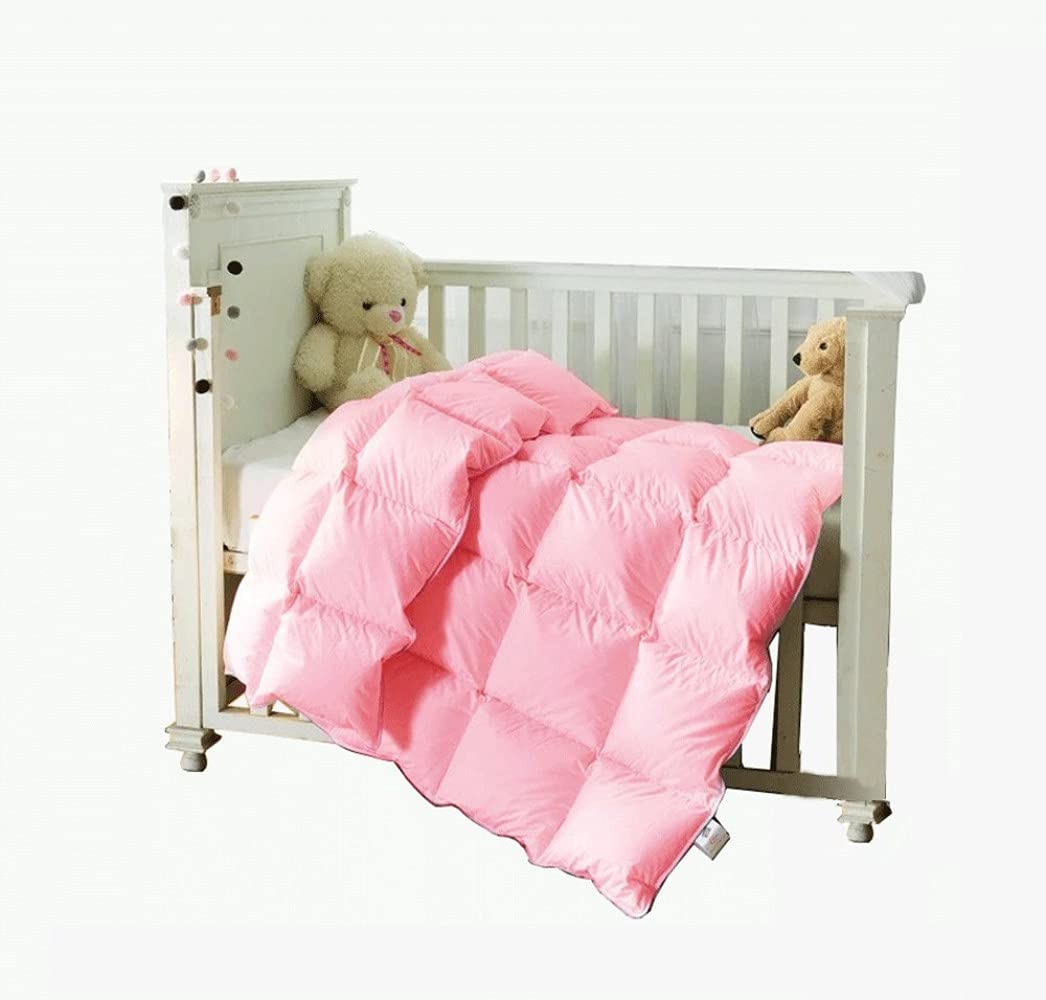 Premium 100% Organic Cotton Washable Toddler Goose Down Comforter - All-Season Pink Baby Blanket (47