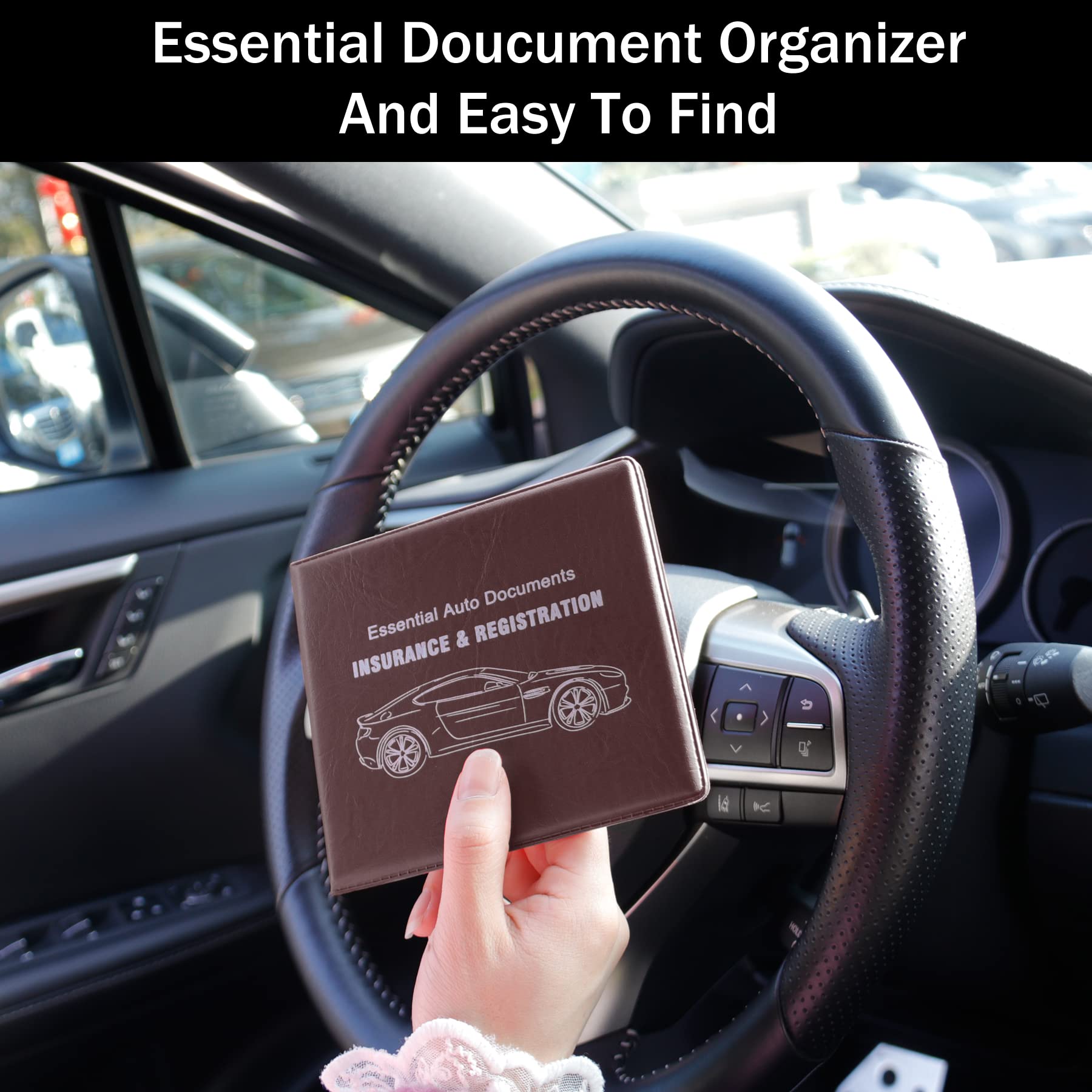 UYYE Car Registration and Insurance Card Holder - 2 Pack, Vehicle Glove Box Organizer for Documents, Cards, and License - Perfect for Car Interior Accessories and Road Trip Essentials
