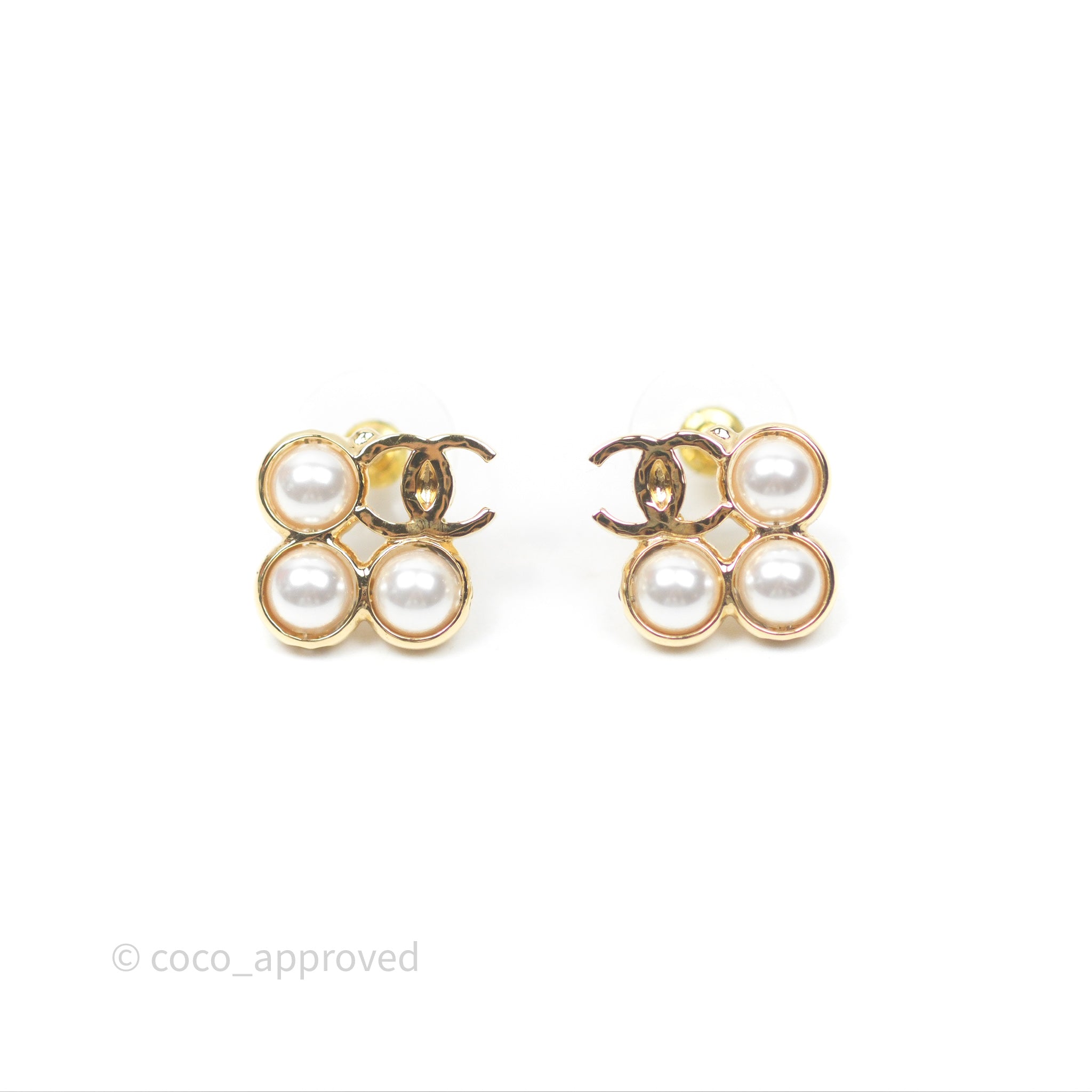 Chanel CC Pearl Earrings in Gold Tone - Luxury Fashion Jewelry for Women | Perfect for Parties, Weddings & Special Occasions