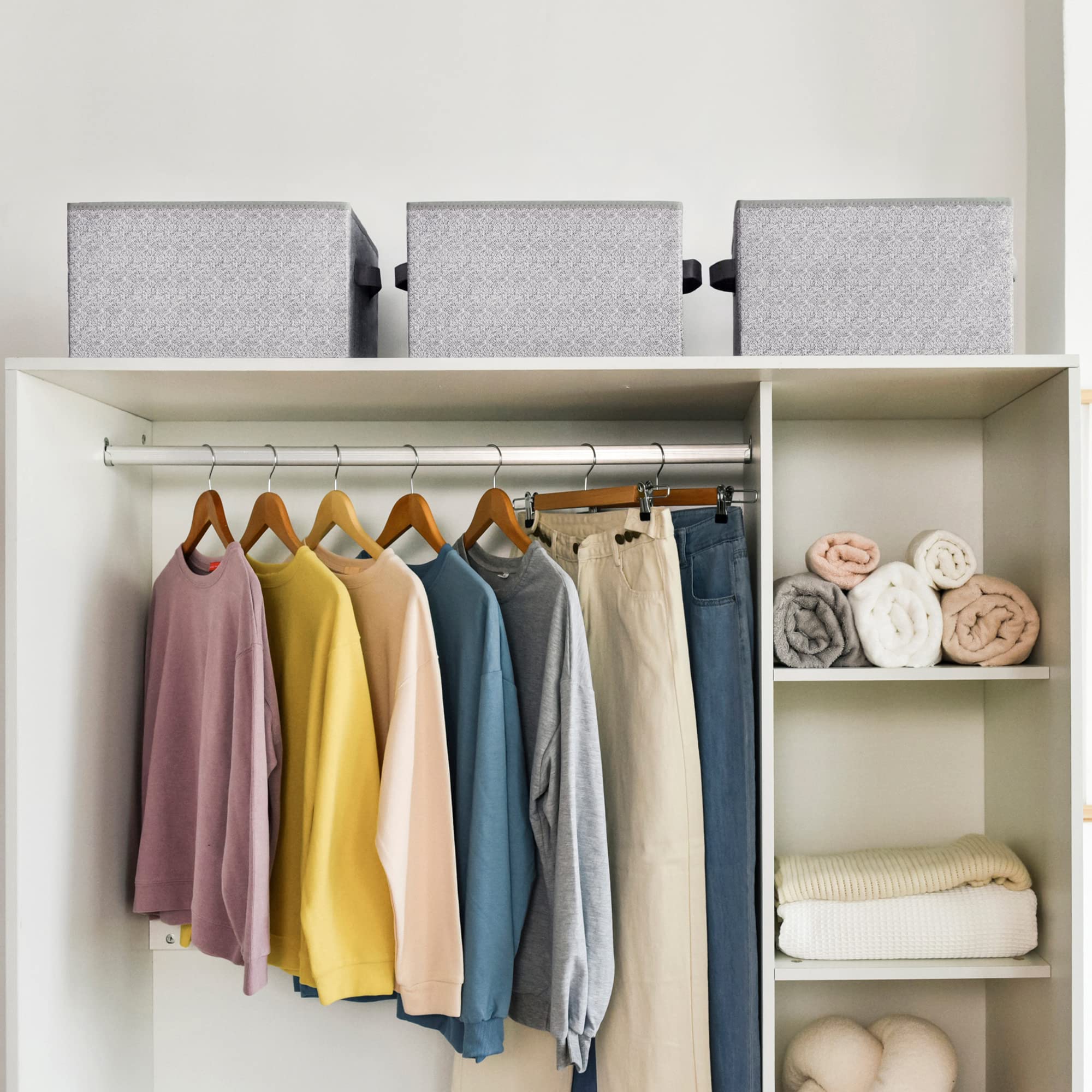 GRANNY SAYS Extra Large Fabric Storage Bins with Handles - 3-Pack Gray Closet Organizers for Clothes, Toys & Home Organization | Perfect for Wardrobe, Nursery & Seasonal Storage