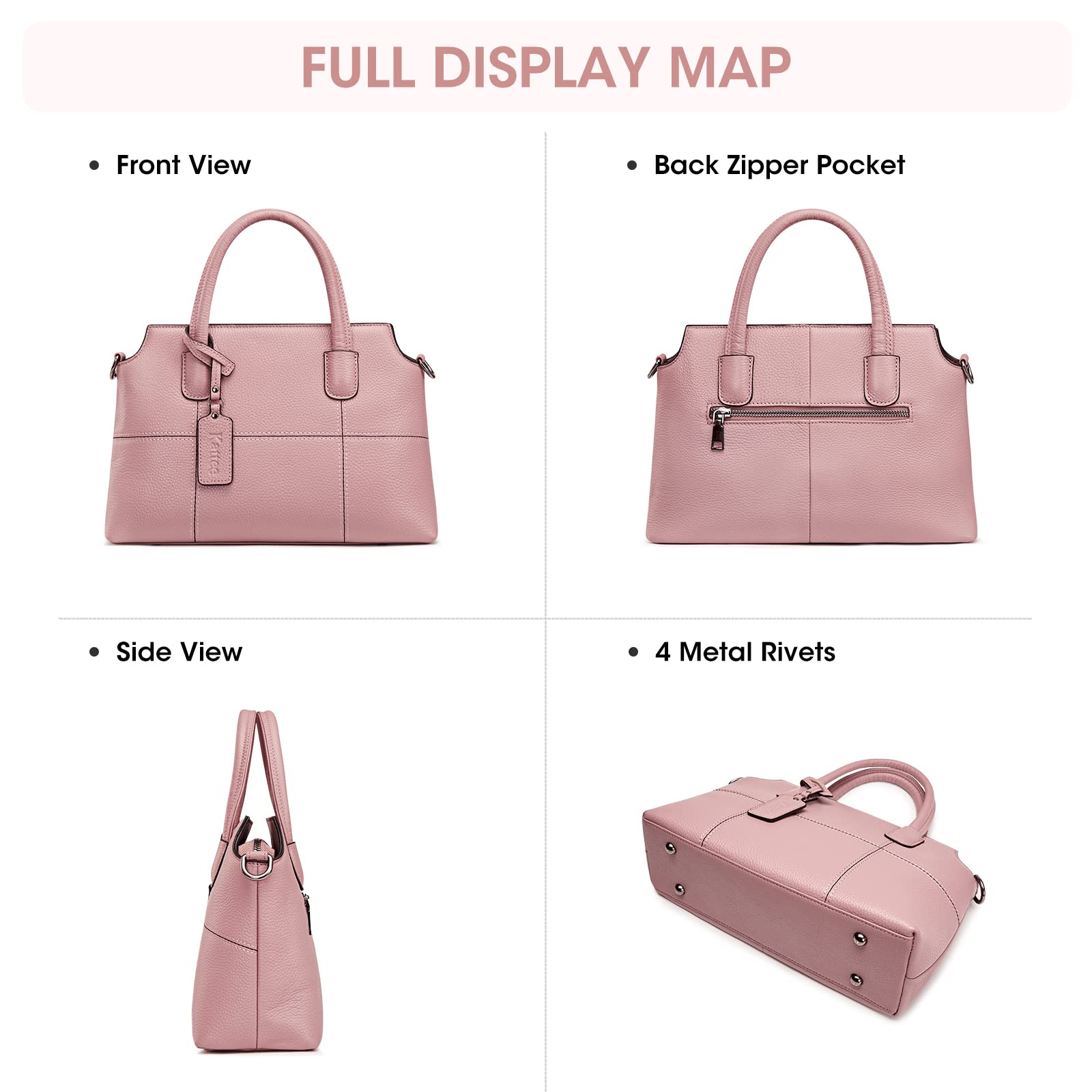 Kattee Genuine Leather Handbags for Women - Soft Hobo Satchel Shoulder & Crossbody Purse | Elegant Ladies Bags for Work, Travel & Everyday Use