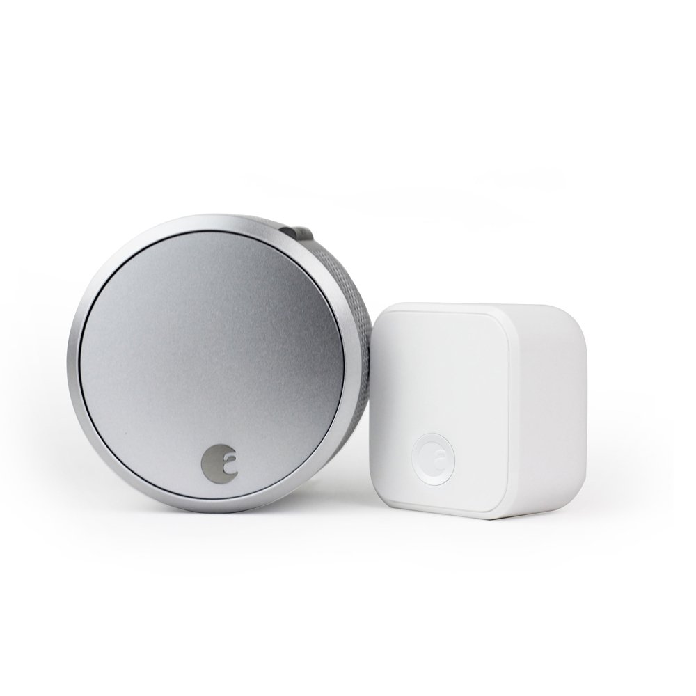 August Home Smart Lock Pro with Connect Hub - Secure Keyless Entry Wi-Fi Smart Lock - Compatible with Alexa & Google Assistant - Silver - Perfect for Home, Office & Vacation Rentals