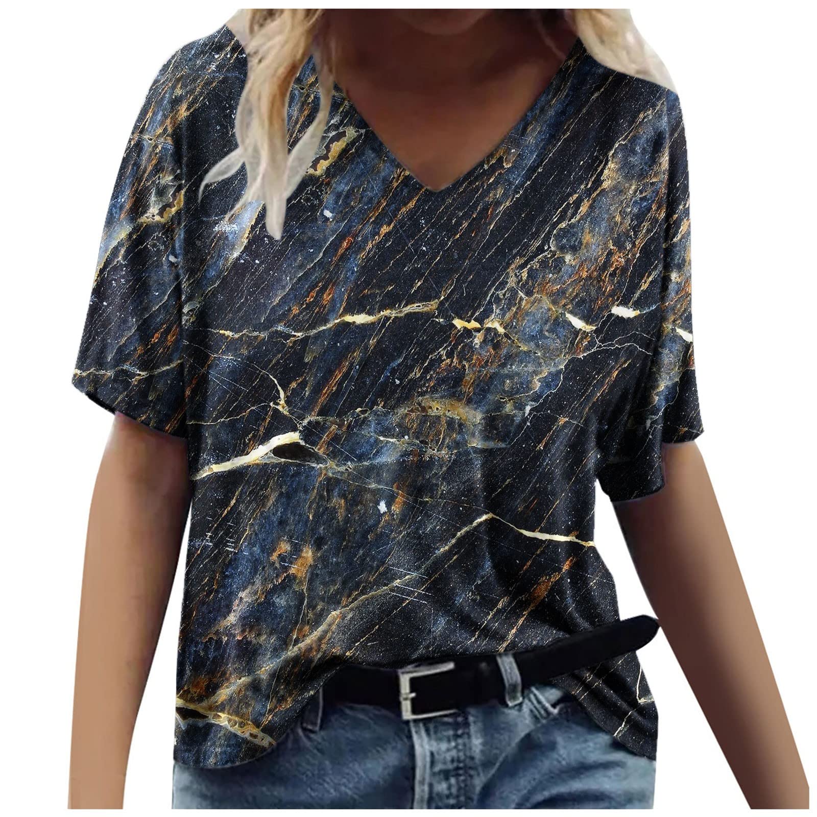 Women's Spring Business Casual Tunic Tops - Short Sleeve Crew Neck Loose Pullover Tee Shirts for Office & Everyday Wear