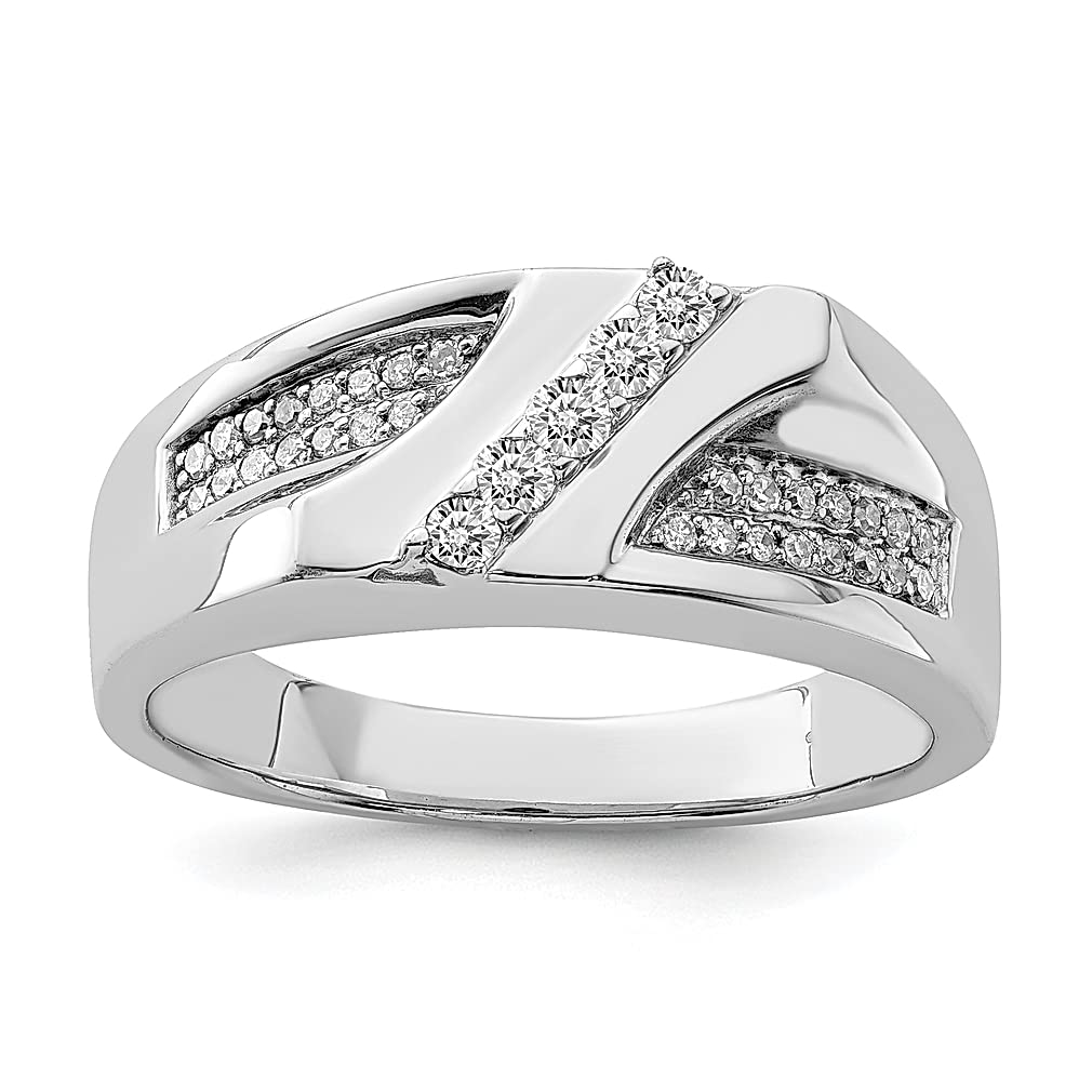 925 Sterling Silver Diamond Men's Ring - Durable & Elegant Fine Jewelry for Men, Perfect Gift for Dad, Husband, Boyfriend - Ideal for Weddings, Anniversaries & Special Occasions