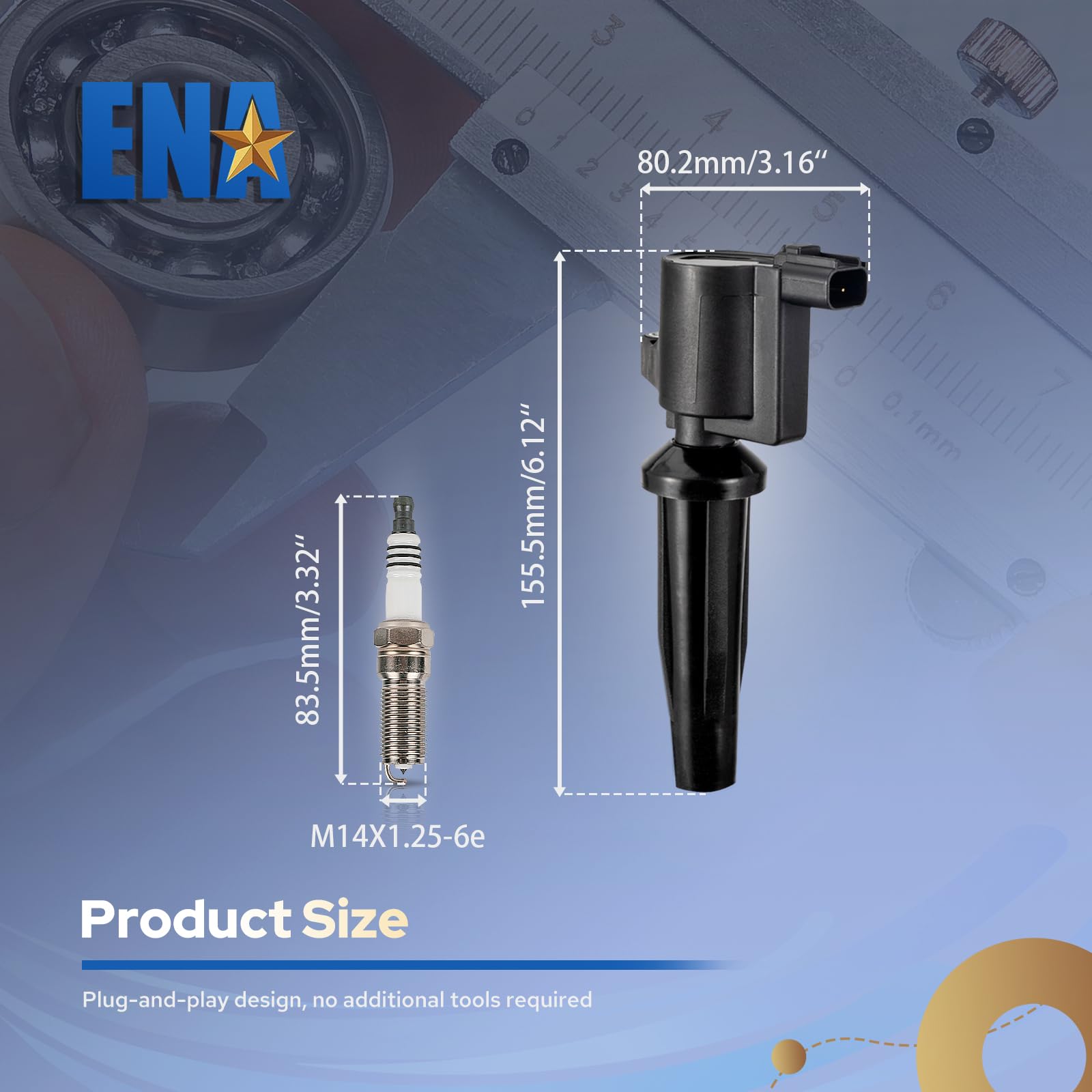 ENA Set of 4 Iridium Spark Plugs & 4 Ignition Coil Packs - Compatible with Ford Lincoln Mercury Escape CMax Fusion Transit Connect MKZ Mariner Milan 2.0L 2.5L (2010-2021) - Replacement for FD505 SP530 - Improve Engine Performance & Fuel Efficiency