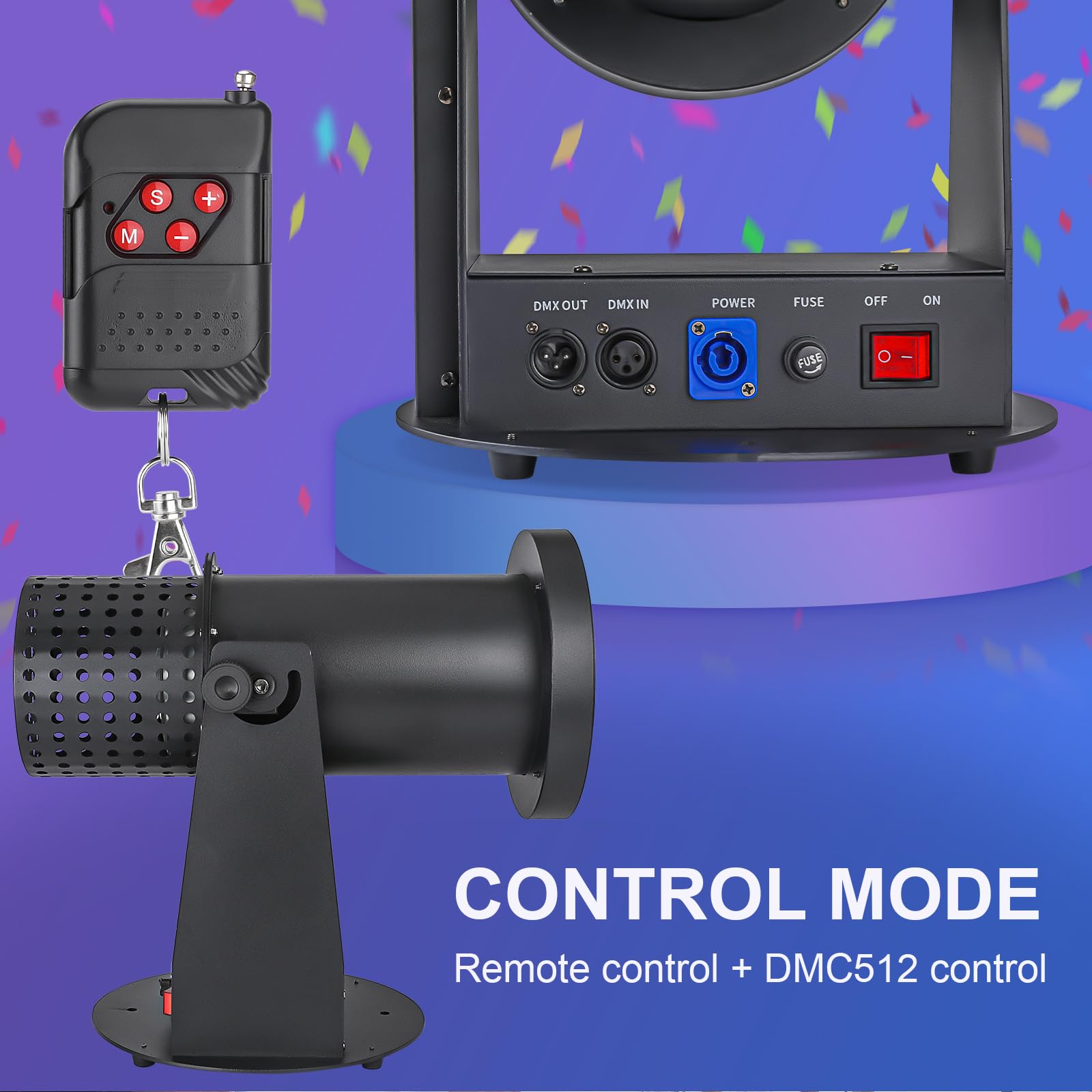 1500W LED Confetti Blaster Machine with Remote Control - Electric Confetti Cannon for DJ Parties, Nightclubs, Weddings, Concerts & Events | Perfect for Stage Shows, Christmas Celebrations & Birthday Parties