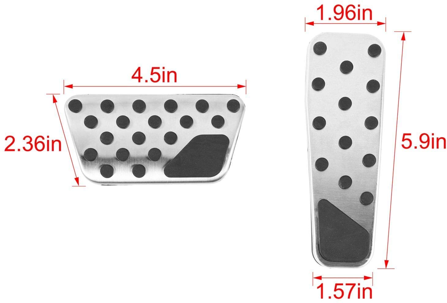 Stainless Steel Accelerator & Brake Pedal Pad Kit for 2009-2021 Dodge Challenger, Charger, Chrysler 300 - 2pc Set - Enhances Grip & Style for Performance Driving & Custom Car Upgrades