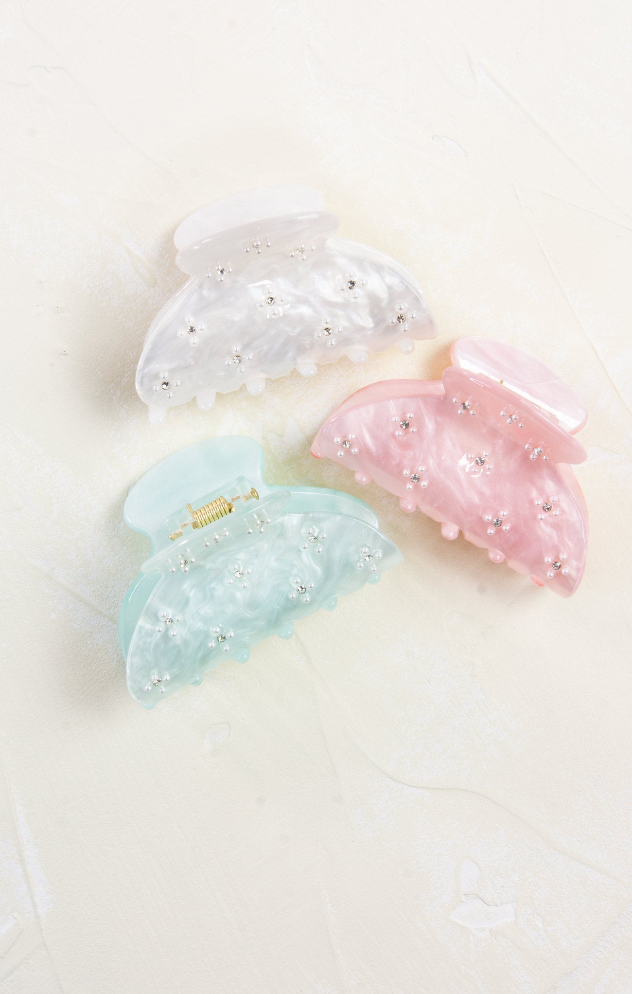 Pastel Claw Hair Clip for Women - Trendy Spring Hair Accessories for Ponytails, Buns & Half-Up Styles - Soft Glitter Hair Claw for Everyday Wear & Special Occasions