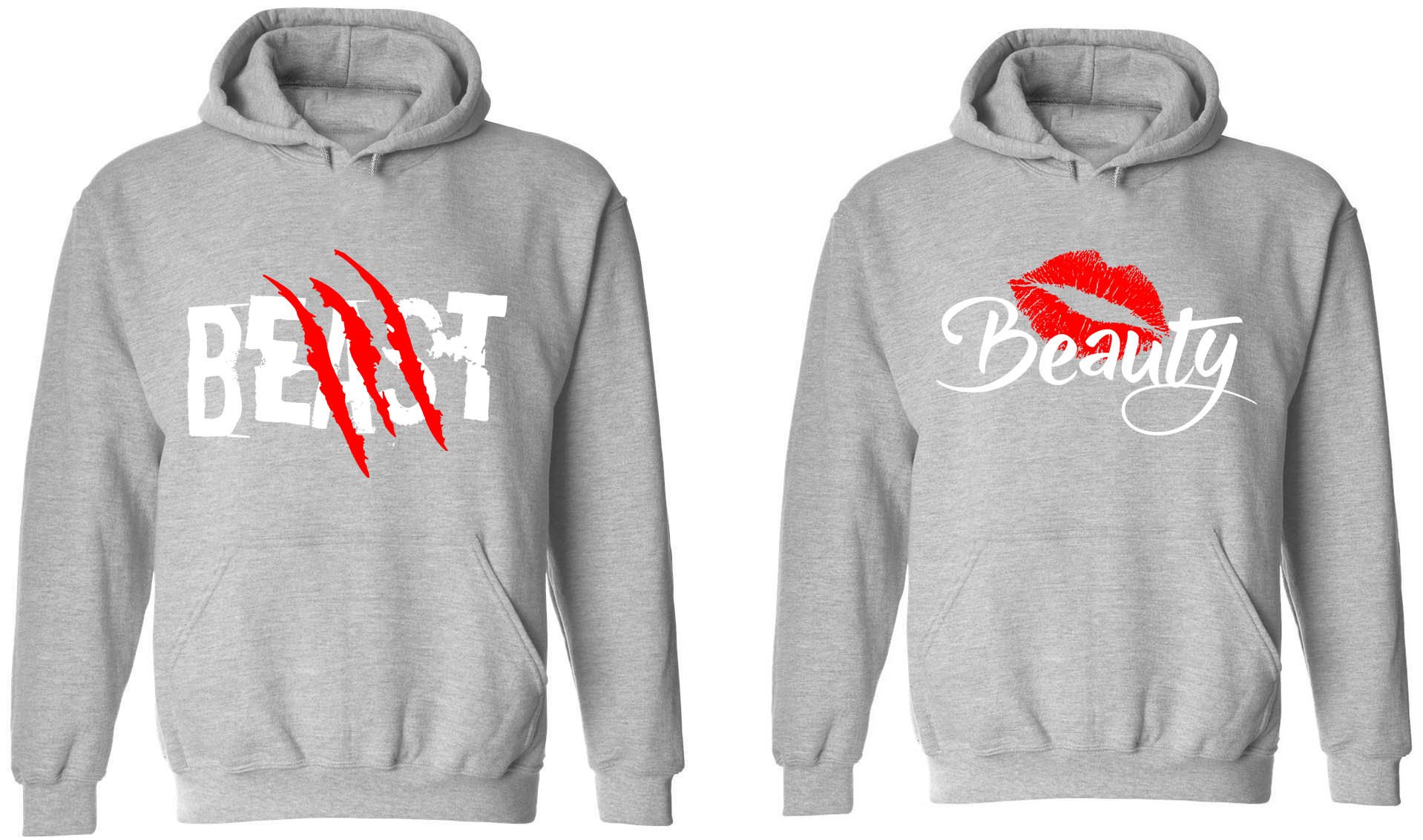Beast & Beauty Matching Couple Hoodies for Him and Her - Cozy Unisex Pullover Sweatshirts - Perfect for Valentine's Day, Anniversary Gifts & Couple Outfits