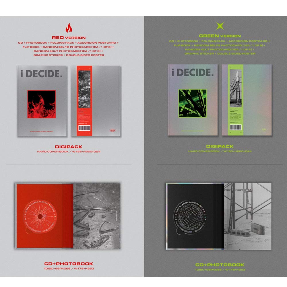 YG iKON 3rd Mini Album - i DECIDE (Green Version) K-Pop CD with Folded Poster - Perfect for K-Pop Fans, Collectors and Gift Giving