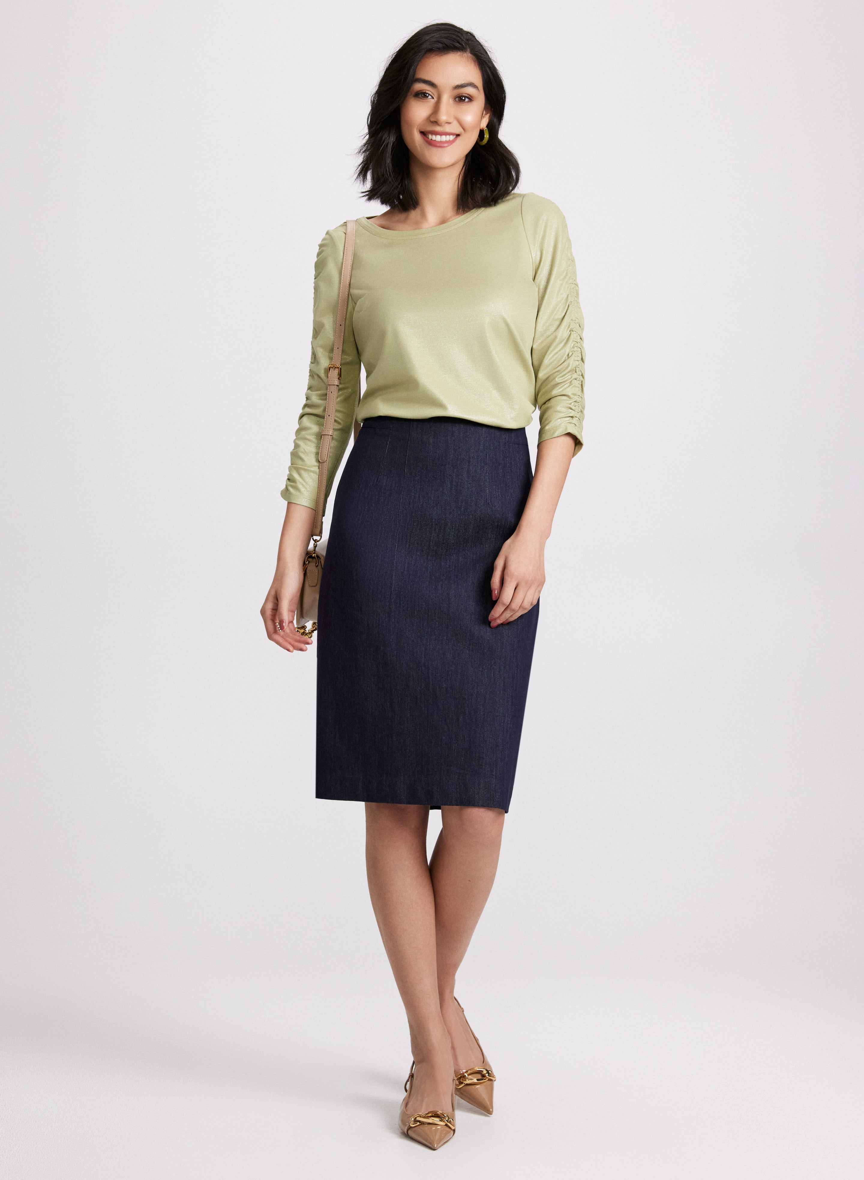 Stylish High Waist Denim Pencil Skirt for Women - Slim Fit Stretchy Jeans Skirt - Perfect for Office, Date Night & Casual Outings