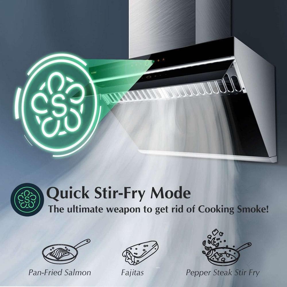 Fotile JQG7505 30-inch 1000 CFM Wall Mount Range Hood with Motion & Touch Control - Stainless Steel Kitchen Vent Hood for Gas Stove, Perfect for Modern Home Cooking & Smoke Removal