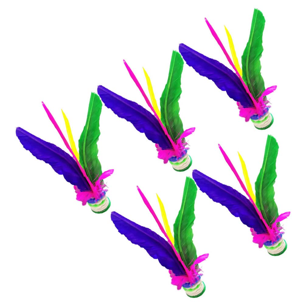 BESPORTBLE 5-Piece Shuttlecock Set - Traditional Chinese Jianzi Game for Outdoor Play, Kids Sports Equipment & Backyard Activities | Perfect for Family Fun, Picnics, and School PE Classes