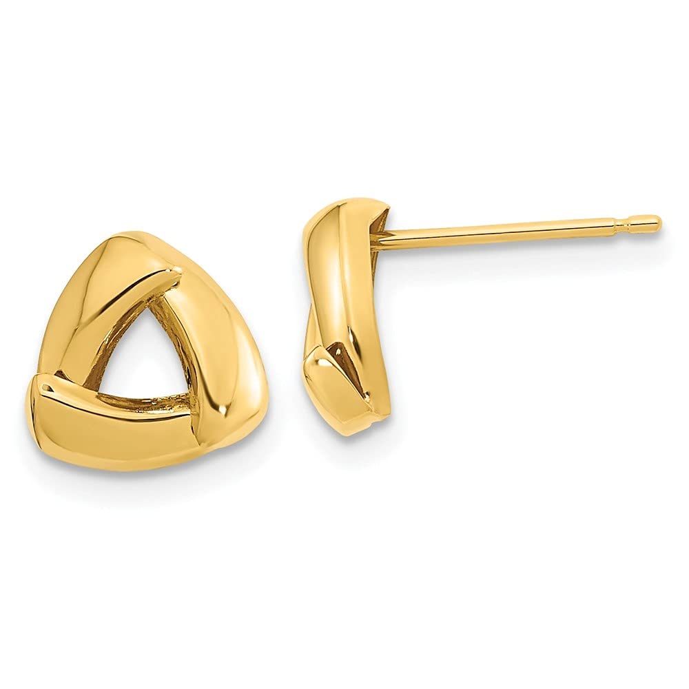 14K Yellow Gold Triangle Stud Earrings for Women - Hypoallergenic Polished Diamond-Cut Studs | Perfect for Everyday Wear, Gift Giving & Special Occasions