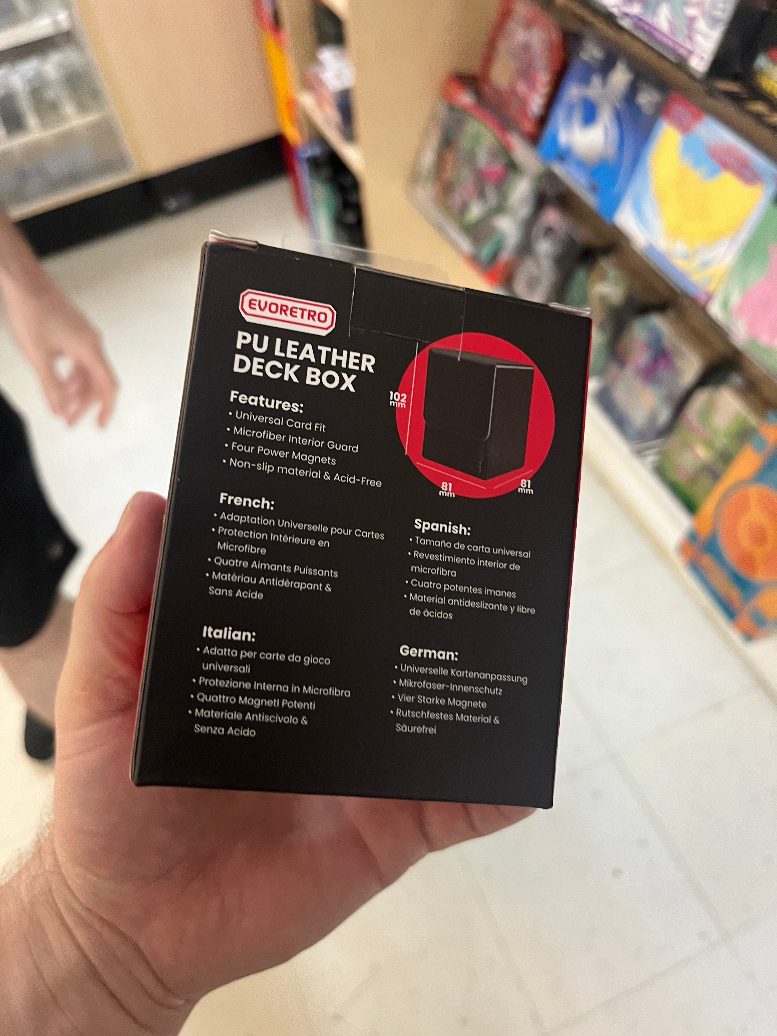 EVORETRO Black Deck Box - Holds 100 Double Sleeved or 120 Single Sleeved Magic/Pokemon/Yugioh Cards - Perfect for TCG Storage, Card Game Tournaments & Collectors