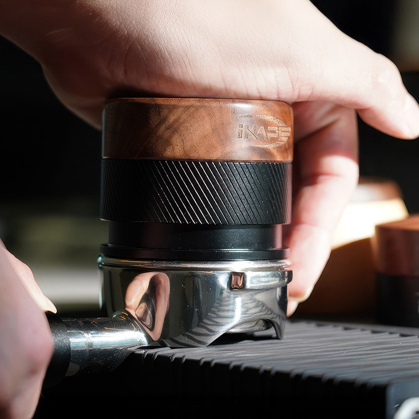 Premium Black Edition Wooden Coffee Tamper & Distributor - Barista Tool for Espresso Machine, Perfect for Home & Professional Coffee Brewing