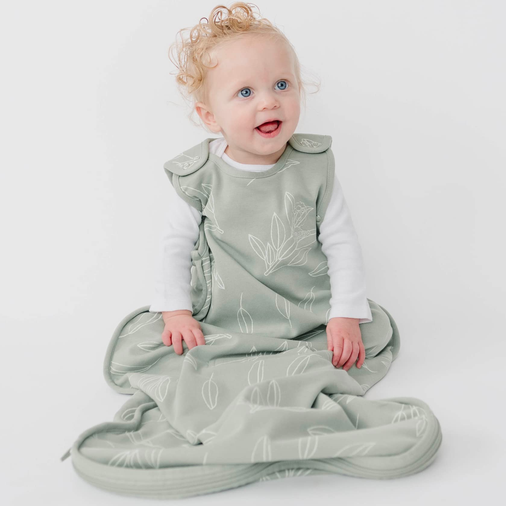 Woolino Merino Wool Ultimate Baby Sleep Sack - 4 Season Wearable Blanket for Infants & Toddlers (2-24 Months) with Two-Way Zipper - Adjustable Sleeping Bag in Sage Green | Perfect for Nursery, Daycare & Travel