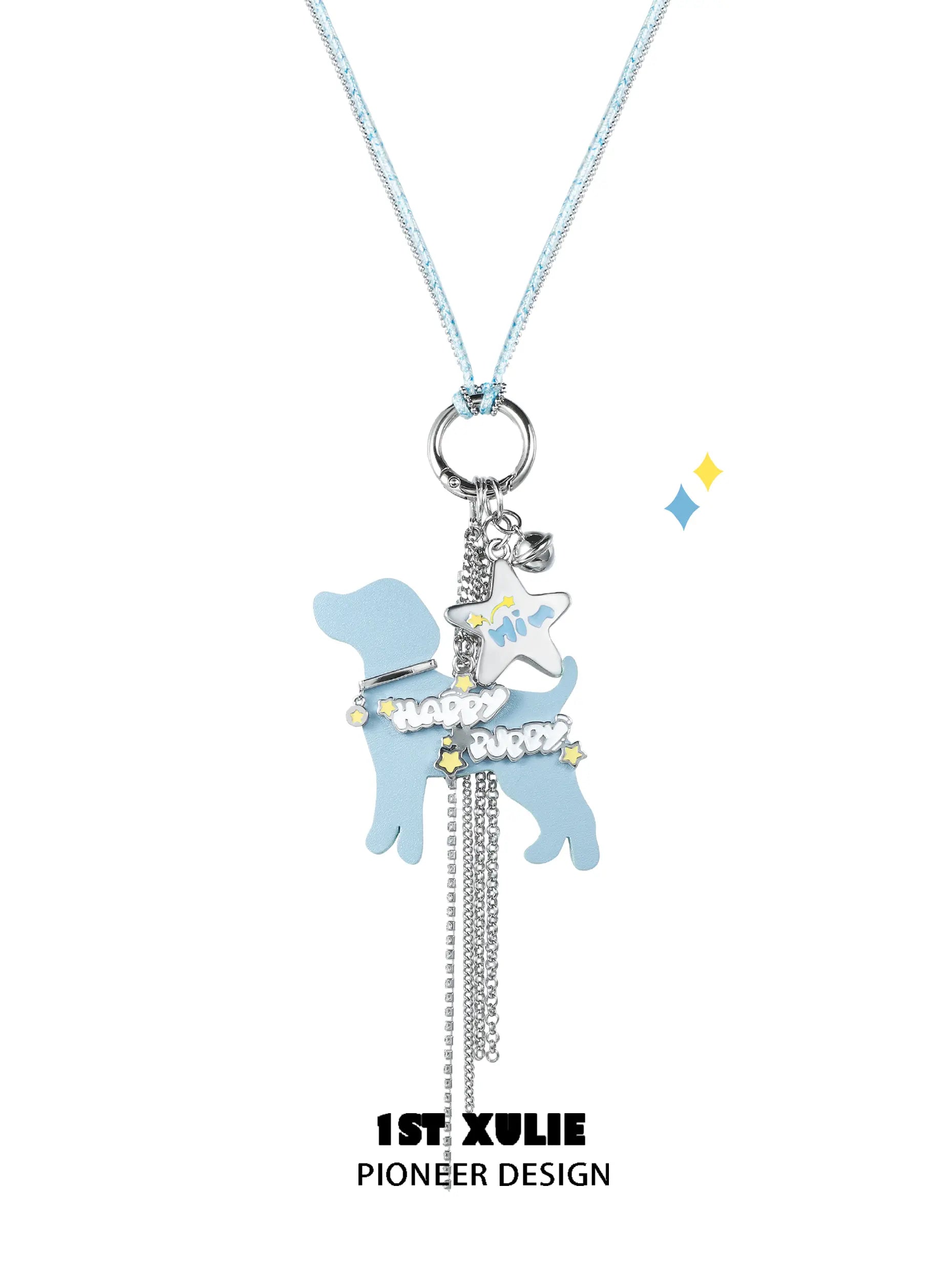 18k Platinum Plated Puppy Keychain Necklace - Detachable Multi-Functional Jewelry for Women | Perfect Gift for Dog Lovers, Birthday & Anniversary (Angel Cuties Brand)