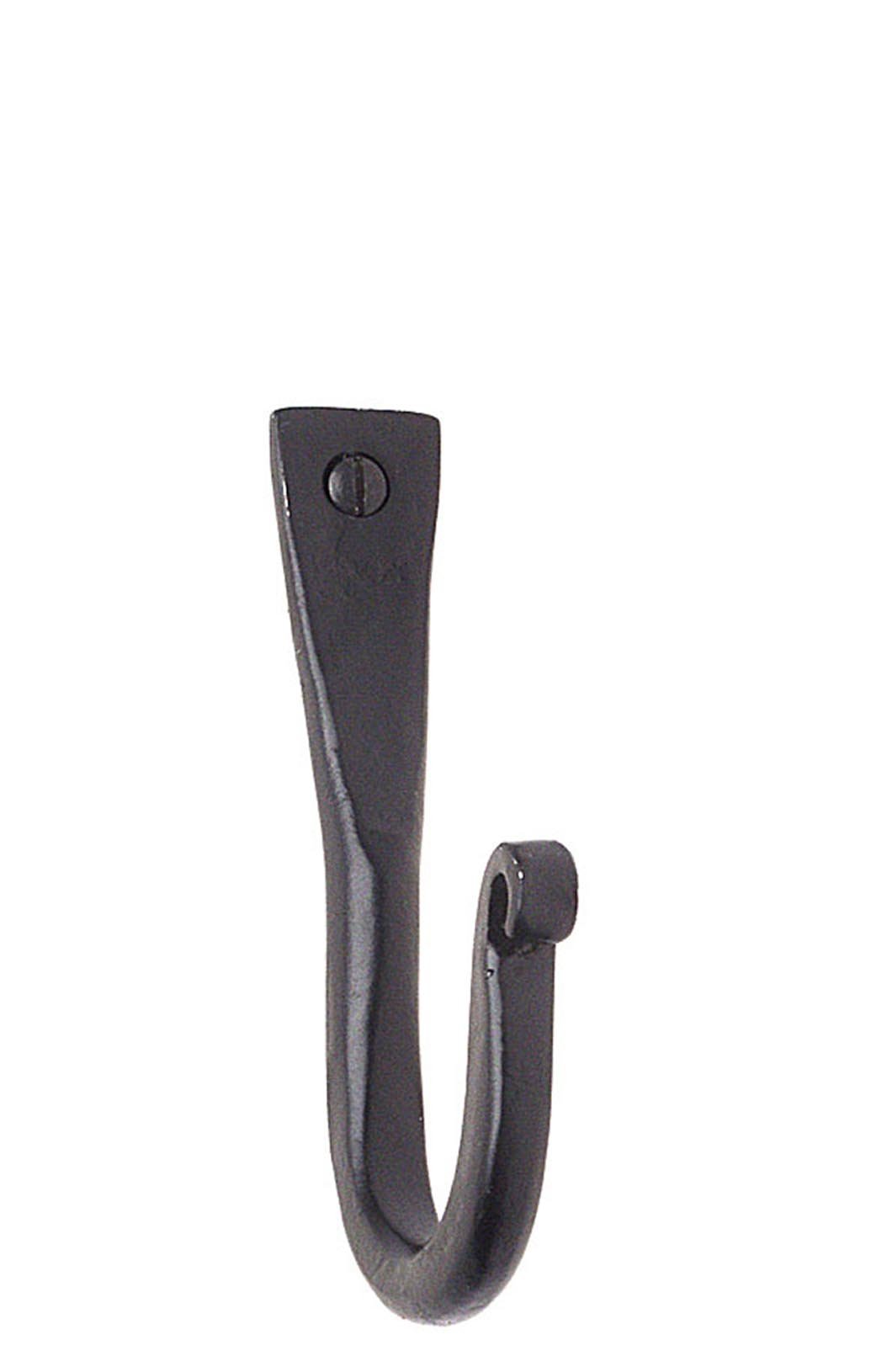 Rustic Black Wrought Iron Single Hook - Wall Mount Coat Hanger for Entryway, Bathroom, Kitchen & Bedroom Organization