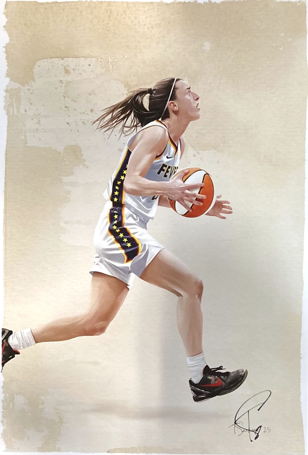Authentic Caitlin Clark 13x19 Indiana Fever Signed Lithograph by Tony Santiago - Perfect for Sports Memorabilia Collectors & Basketball Fans