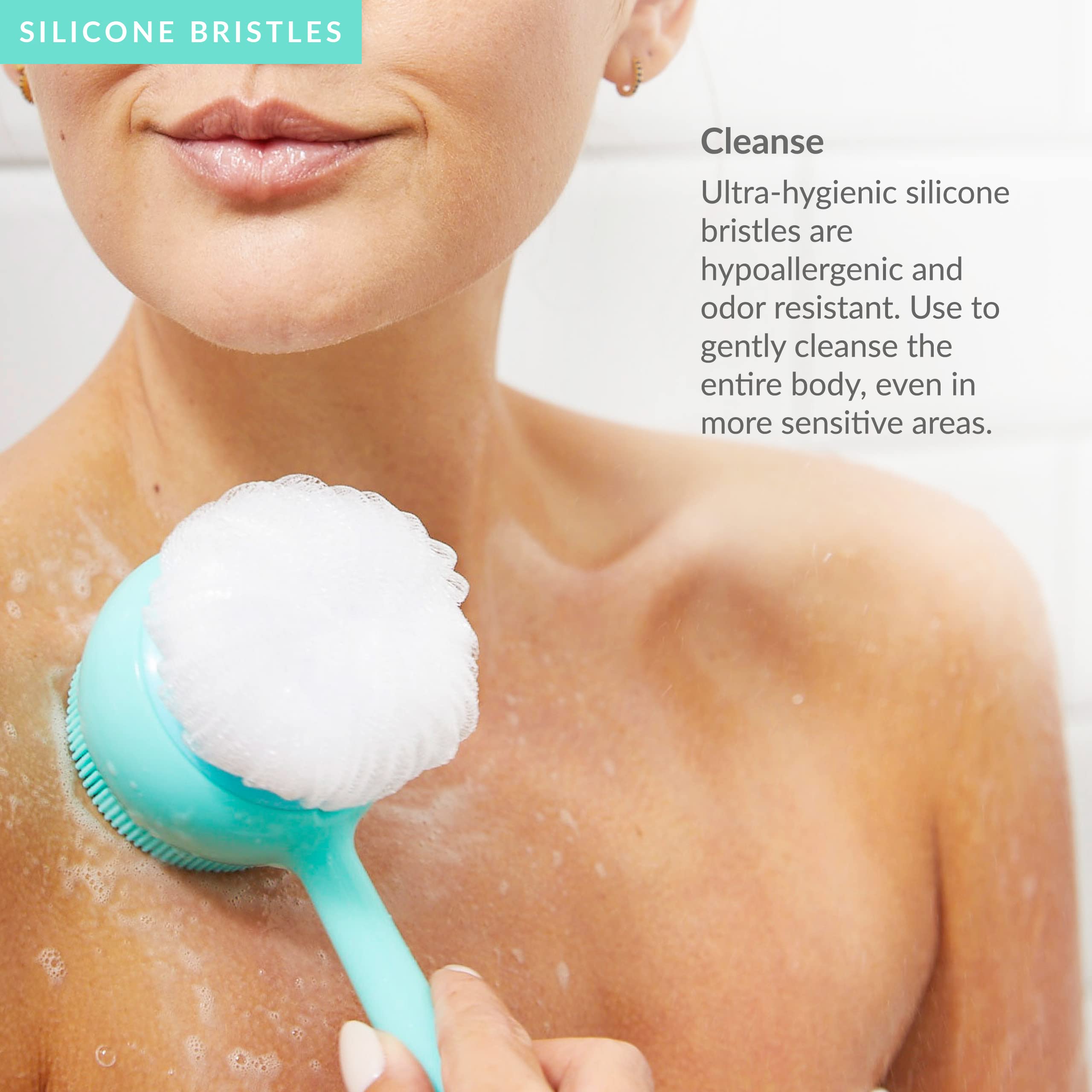 PMD Clean Body - Smart Sonic Body Cleansing Device with 3 Interchangeable Silicone Brush Heads - Waterproof Exfoliator & Massager for Smooth Skin - Perfect for Shower, Spa & At-Home Skincare Routine