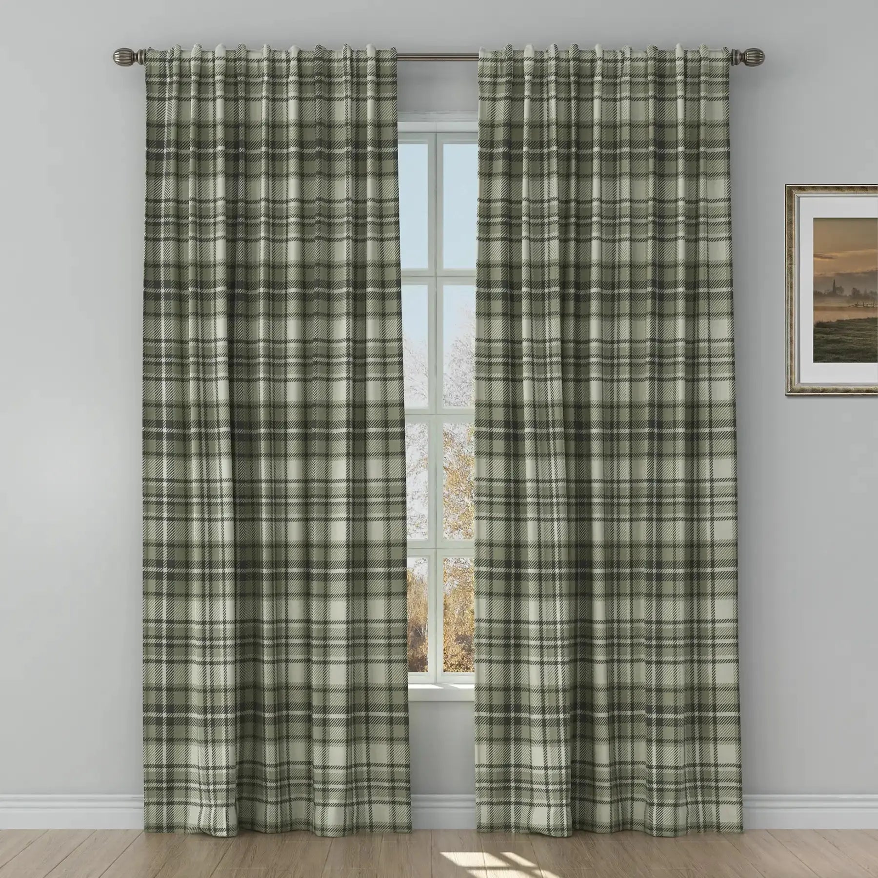 Sara Le Print Linen Drapery Soft Top - Lightweight Linen Curtains for Living Room & Bedroom - Elegant Window Treatment for Home Decor