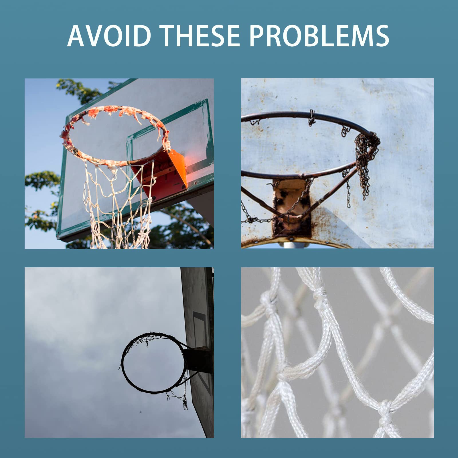 2-Pack Glow in The Dark Basketball Nets - Pink Replacement Basketball Hoop Nets with 12 Loops, Standard Size for Indoor & Outdoor Use - Perfect for Night Games, Driveway Practice, and Backyard Fun