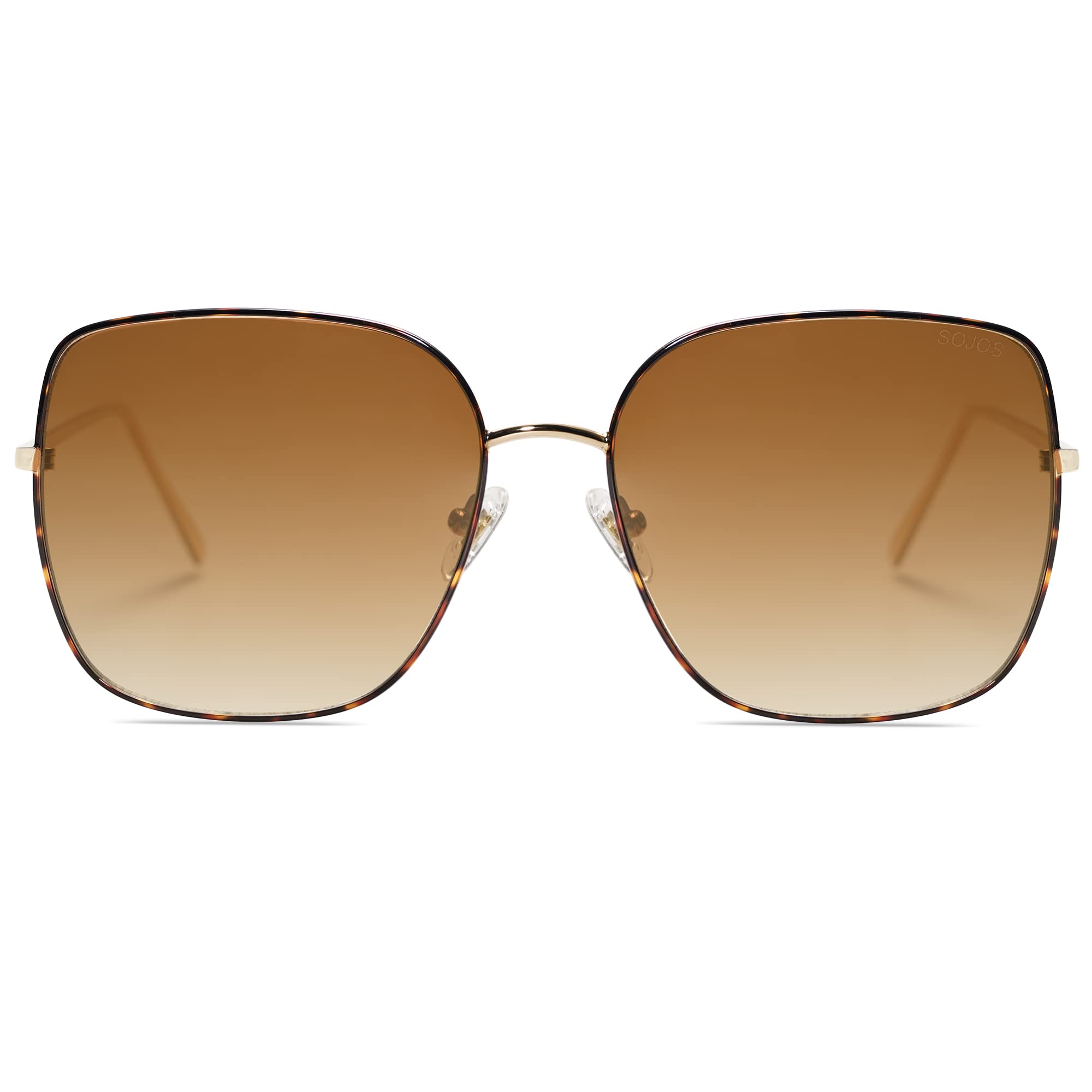 SOJOS SJ1146 Oversized Square Metal Frame Sunglasses for Women & Men - Retro Big Flat Lens UV400 Protection - Perfect for Driving, Beach, Outdoor Activities & Fashion Accessories