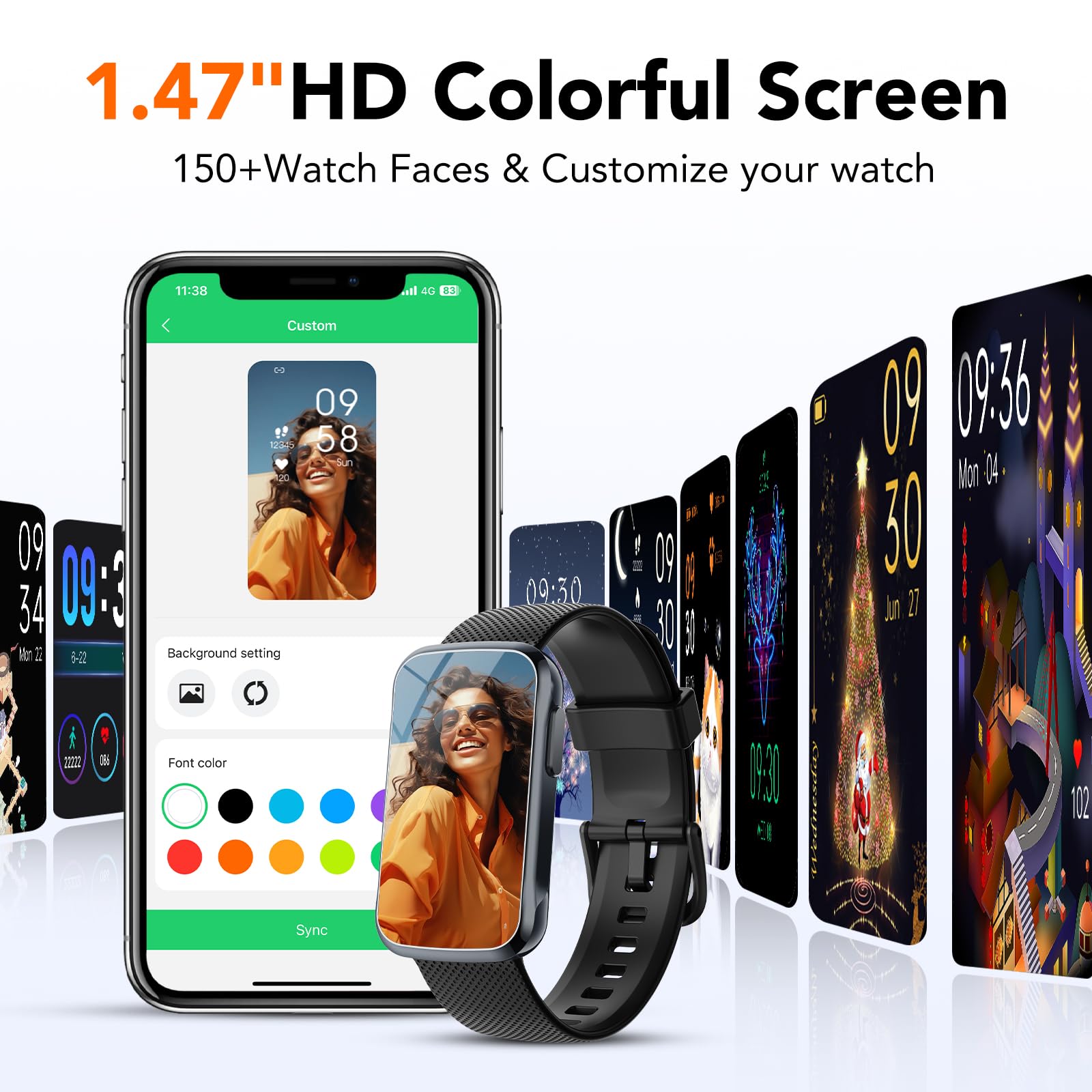 Best Fitness Tracker Watch for Women & Men - 24/7 Heart Rate & Sleep Monitor, 20+ Sports Modes, IP68 Waterproof Smartwatch Compatible with Android/iOS - Perfect for Running, Swimming & Daily Activity Tracking