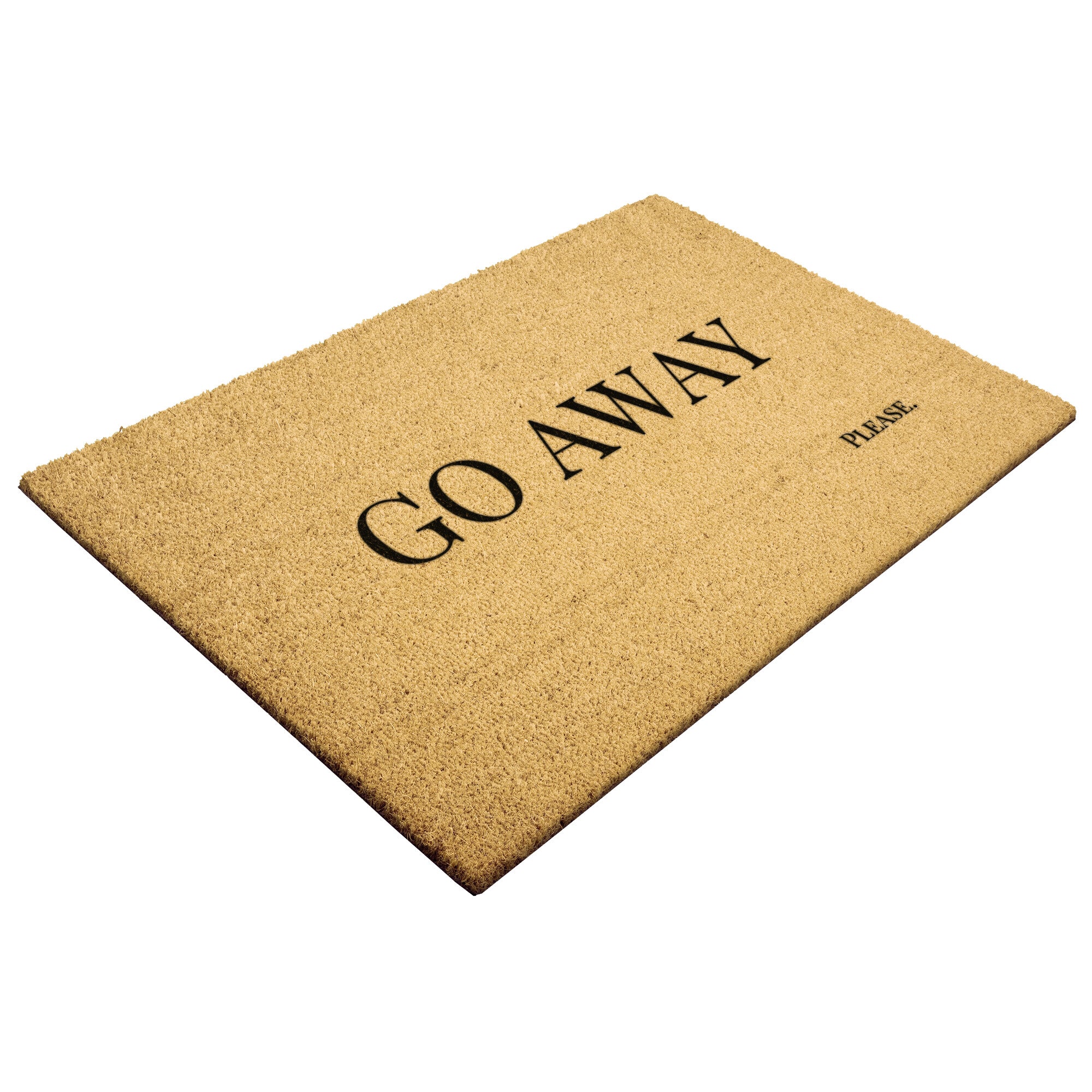Funny Coir Doormat - 'Go Away' & Welcome Mat for Front Door - Durable Natural Coconut Fiber Entryway Rug for Home, Porch & Office Decor