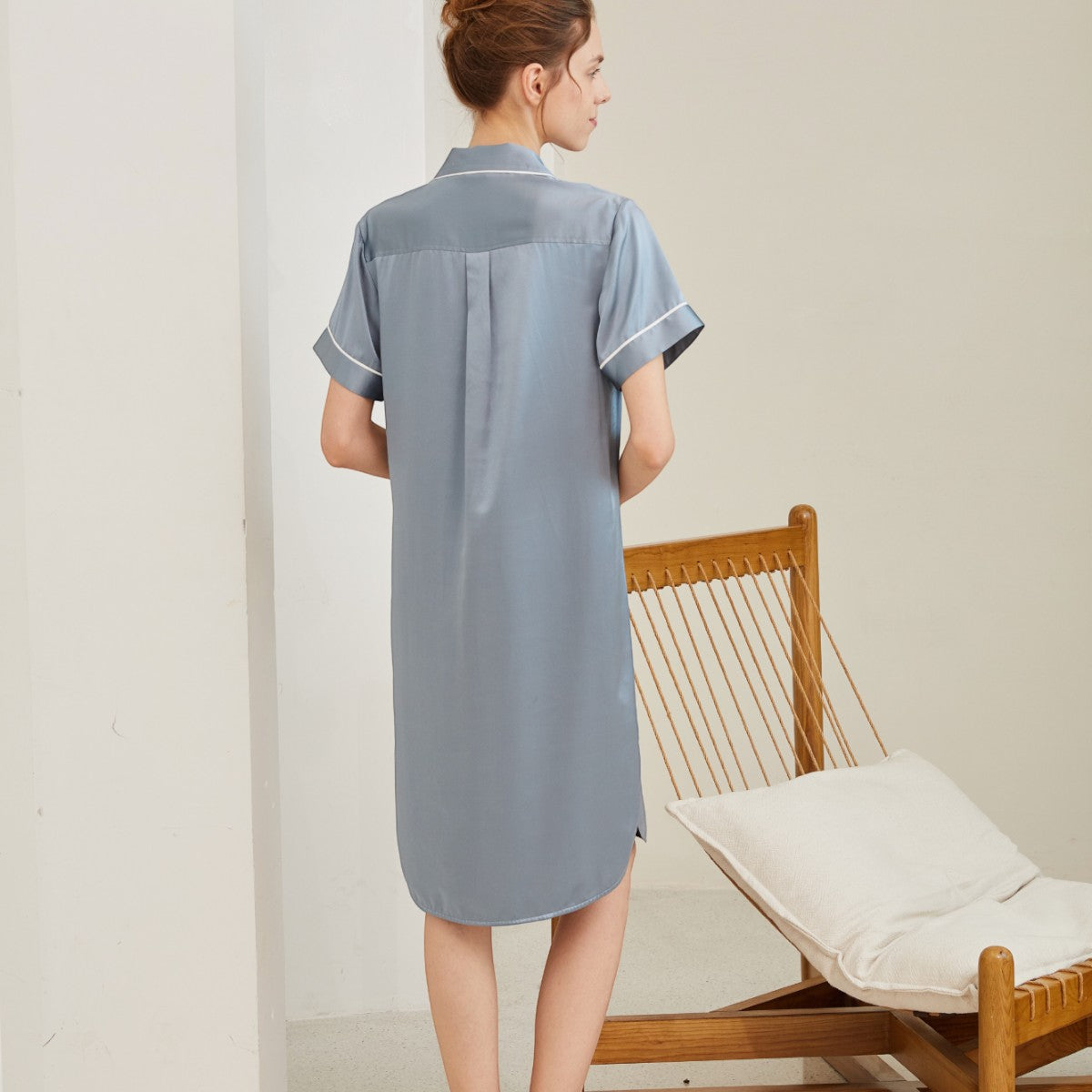 Premium 100% Mulberry Silk Sleep Shirt for Women - Soft & Breathable Nightwear for Comfortable Sleep, Luxury Pajamas for Relaxation at Home or Travel