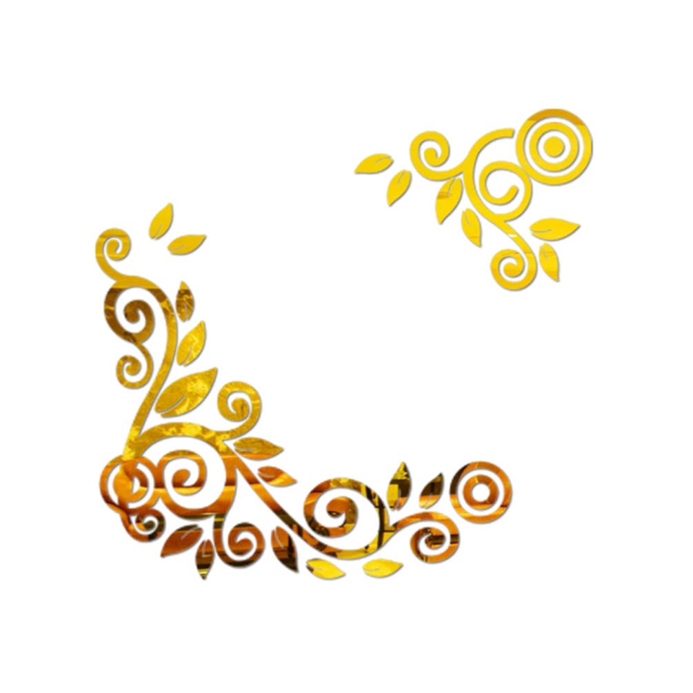 3D Acrylic Mirror Wall Stickers - Removable Flower Vine Decals for DIY Home Decor | Golden Rattan Wall Art for Bedroom, Living Room, TV Background & Office | Easy Peel & Stick Wall Decor for Modern Interior Design