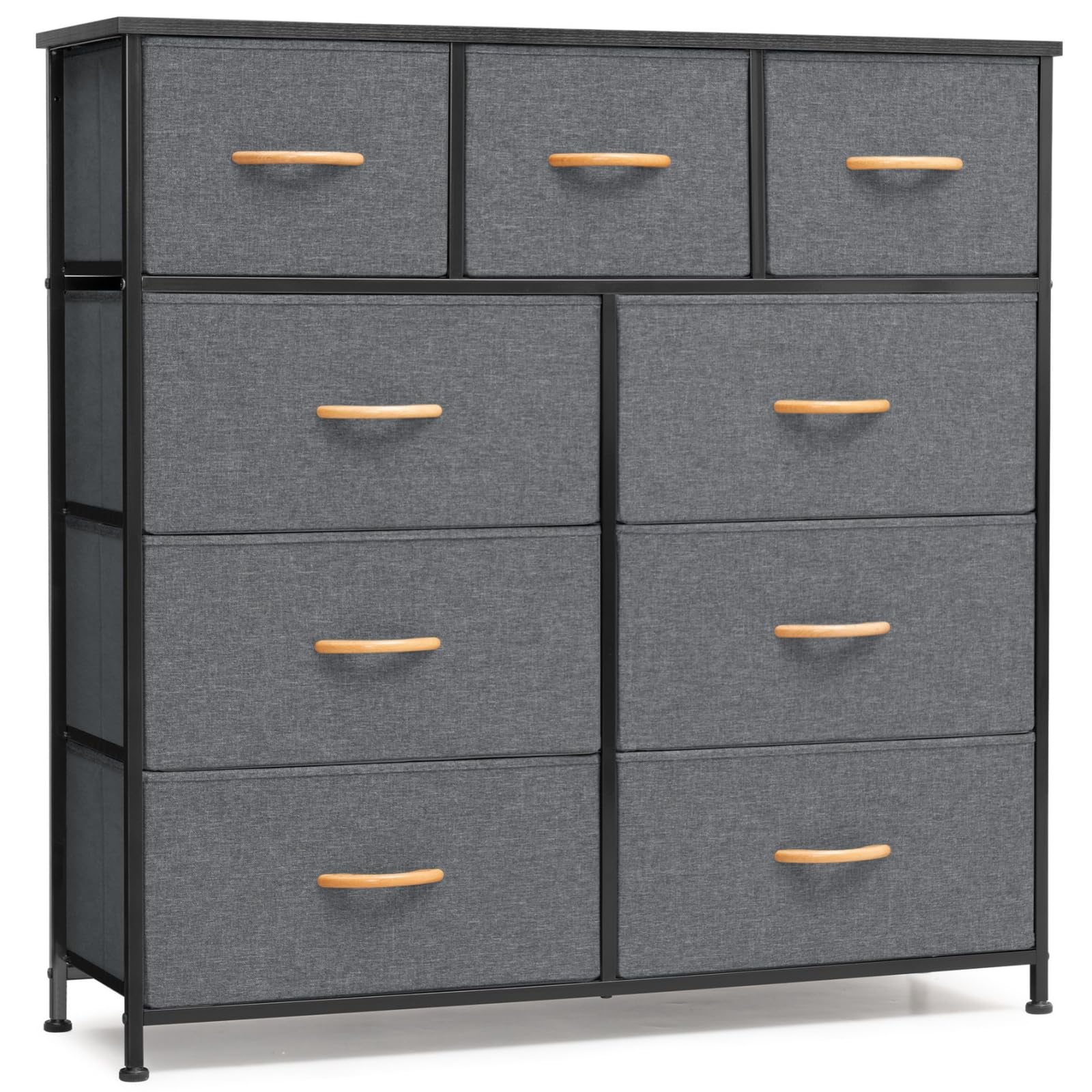 Crestlive White 9-Drawer Tall Dresser for Bedroom - Gray Fabric Storage Organizer for Clothes, Shoes & Accessories | Perfect for Hallway, Entryway & Closet Organization