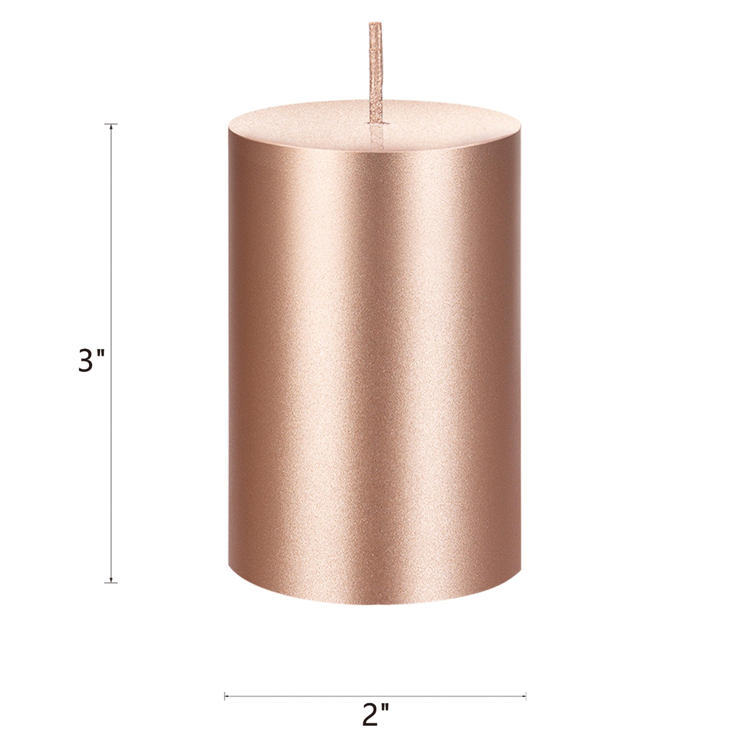 Premium Unscented Rose Gold Pillar Candles 3-Pack - Hand-Poured Solid Wax Candles 2