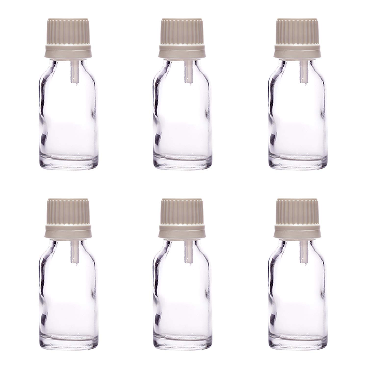 JARBAZAAR 10ml Empty Refillable Clear Glass Essential Oil Dropper Bottles (Set of 6) - 100% Leak Proof Cosmetic Sample Containers with Glass Eye Droppers for Aromatherapy, DIY Beauty & Travel Size Liquids