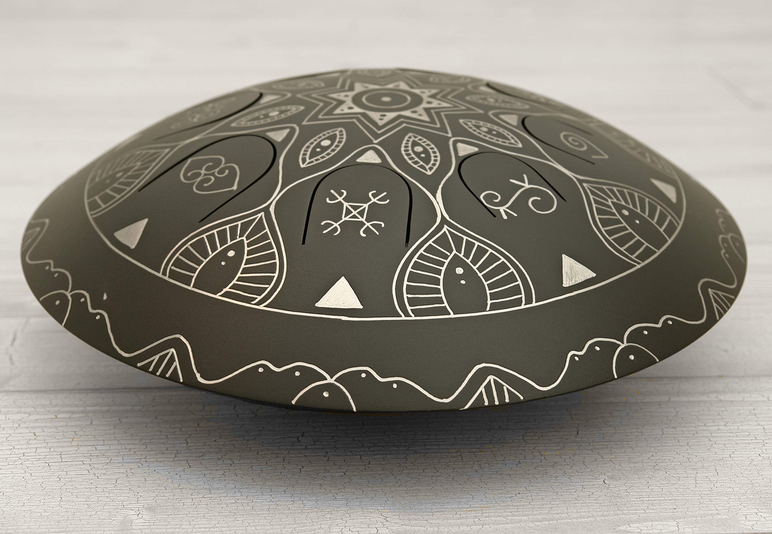 GUDA DRUM Freezbee African Handpan Steel Tongue Drum with FREE Mallets - Best Musical Instrument for Meditation, Yoga & Sound Therapy - Perfect for Beginners, Professionals & Music Lovers