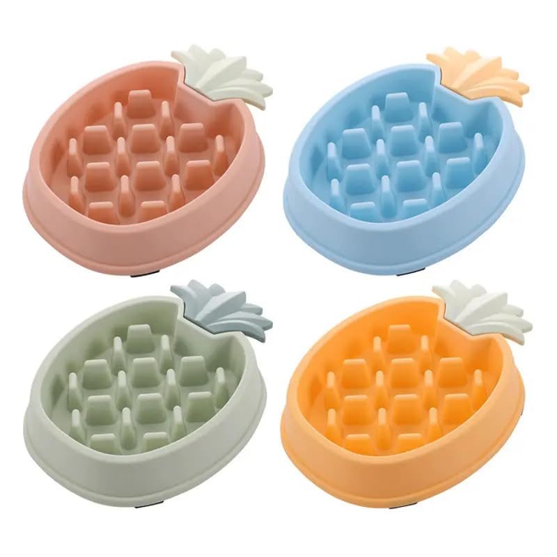 Premium Pineapple-Shaped Slow Feeder Pet Bowl - 567ml (2 Cups) Capacity, Anti-Choking Design for Dogs & Cats - Food-Grade Plastic, Random Colors - Perfect for Portion Control & Mealtime Fun