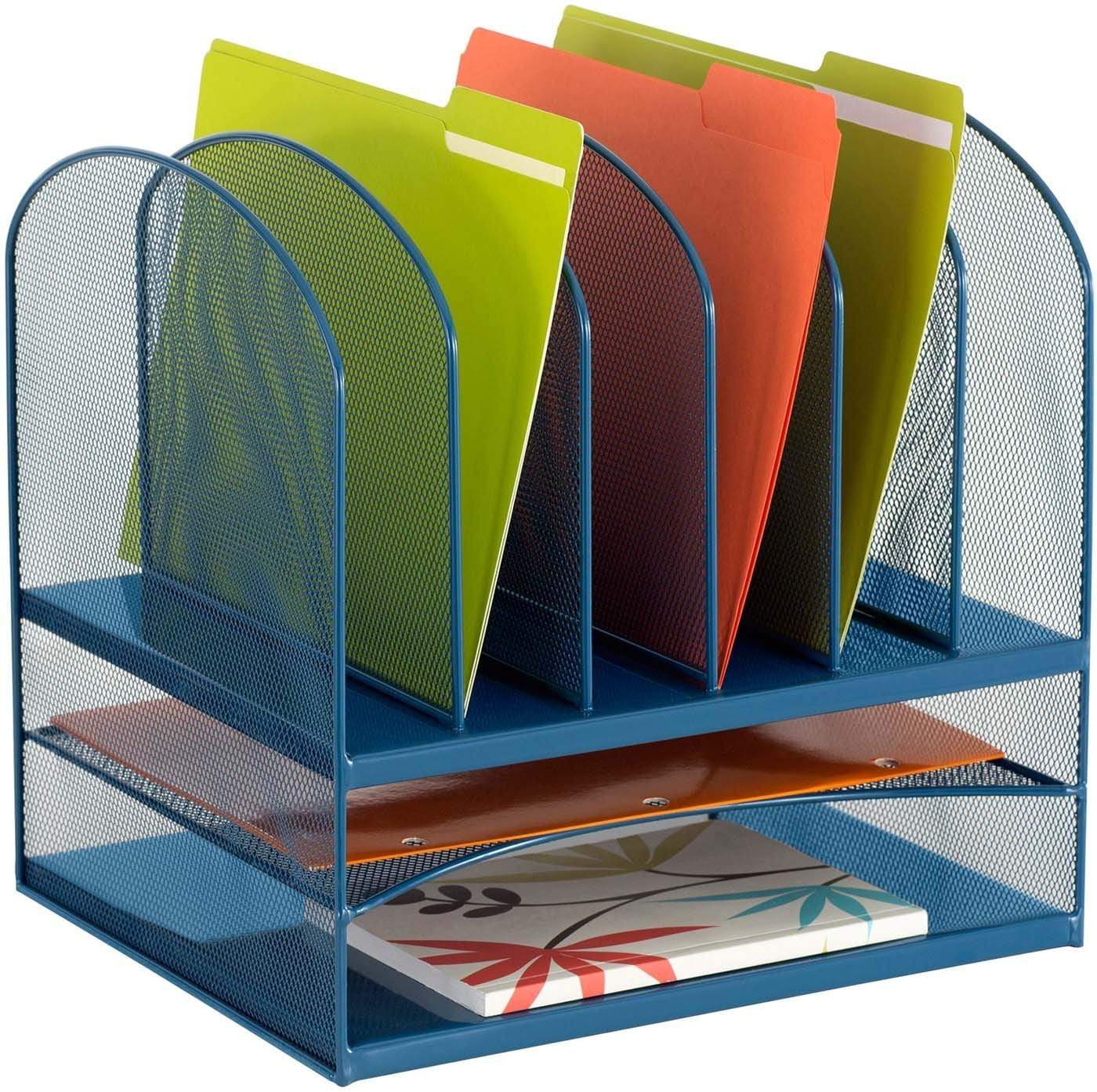 Onyx™ Mesh Desk Organizer - 2 Horizontal & 6 Upright Compartments [3255] - Perfect for Office, Home & School Organization