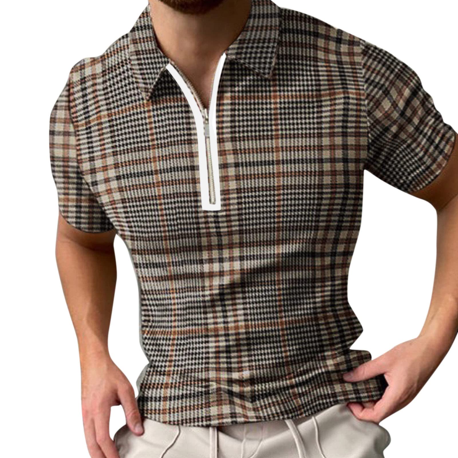 Men's Slim Fit Cotton Short Sleeve Polo Shirts - Casual Summer Floral Paisley Print T-Shirts for Work, Golf & Outdoor Activities