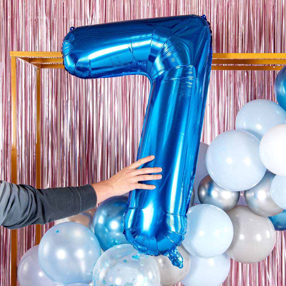 Balloonify Blue Mylar Number 7 Balloon - 40 Inch Large Foil Balloon for Birthday Parties, Baby Showers & Anniversary Decorations (1 Count Box)