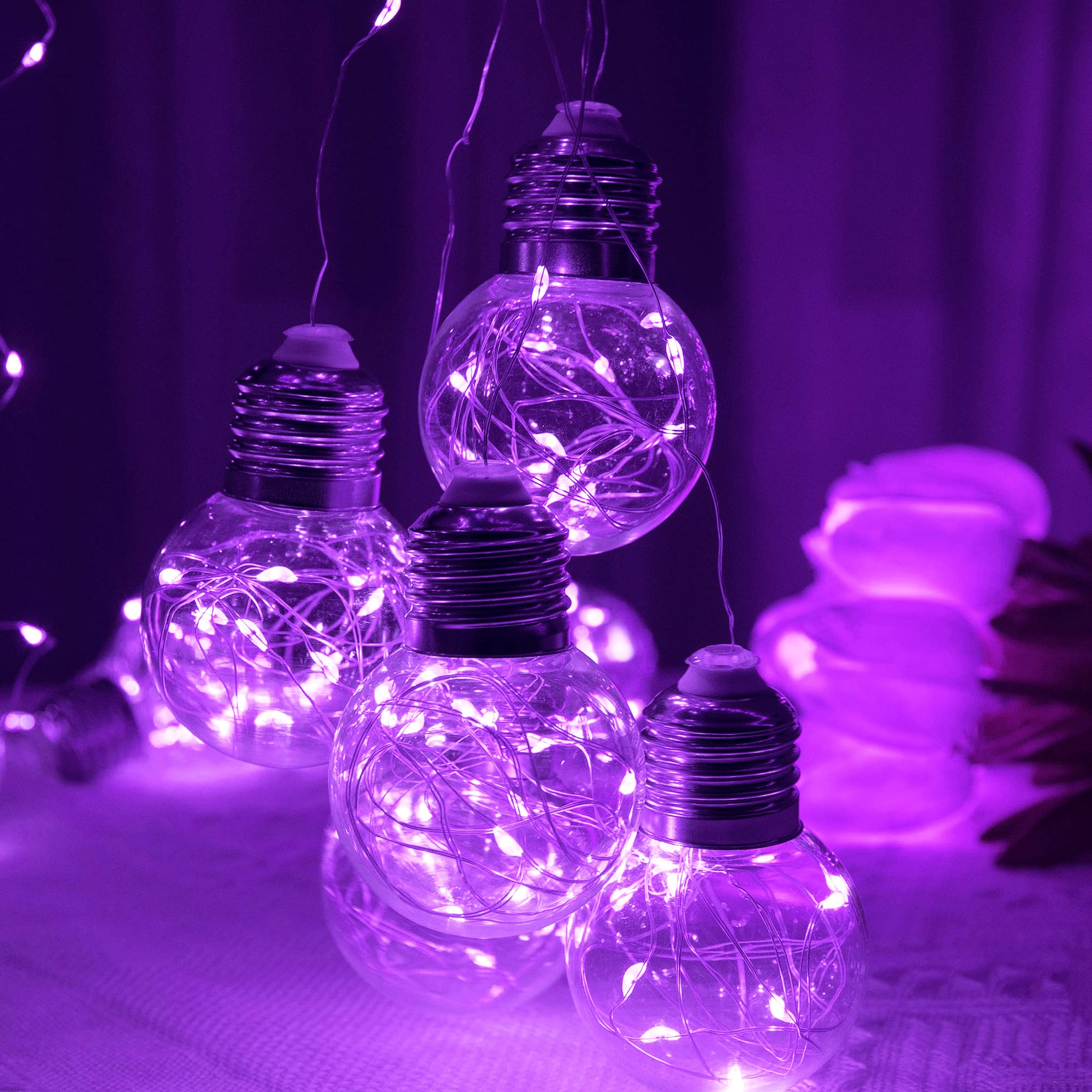 YOLIGHT 200 LED Wishing Ball Curtain Lights with Remote - USB Battery Powered Twinkle Globe Fairy Lights for Wedding, Party, Bedroom, Halloween & Christmas Decorations (Purple) | Indoor & Outdoor Decorative Lighting for Home, Garden, and Special Events