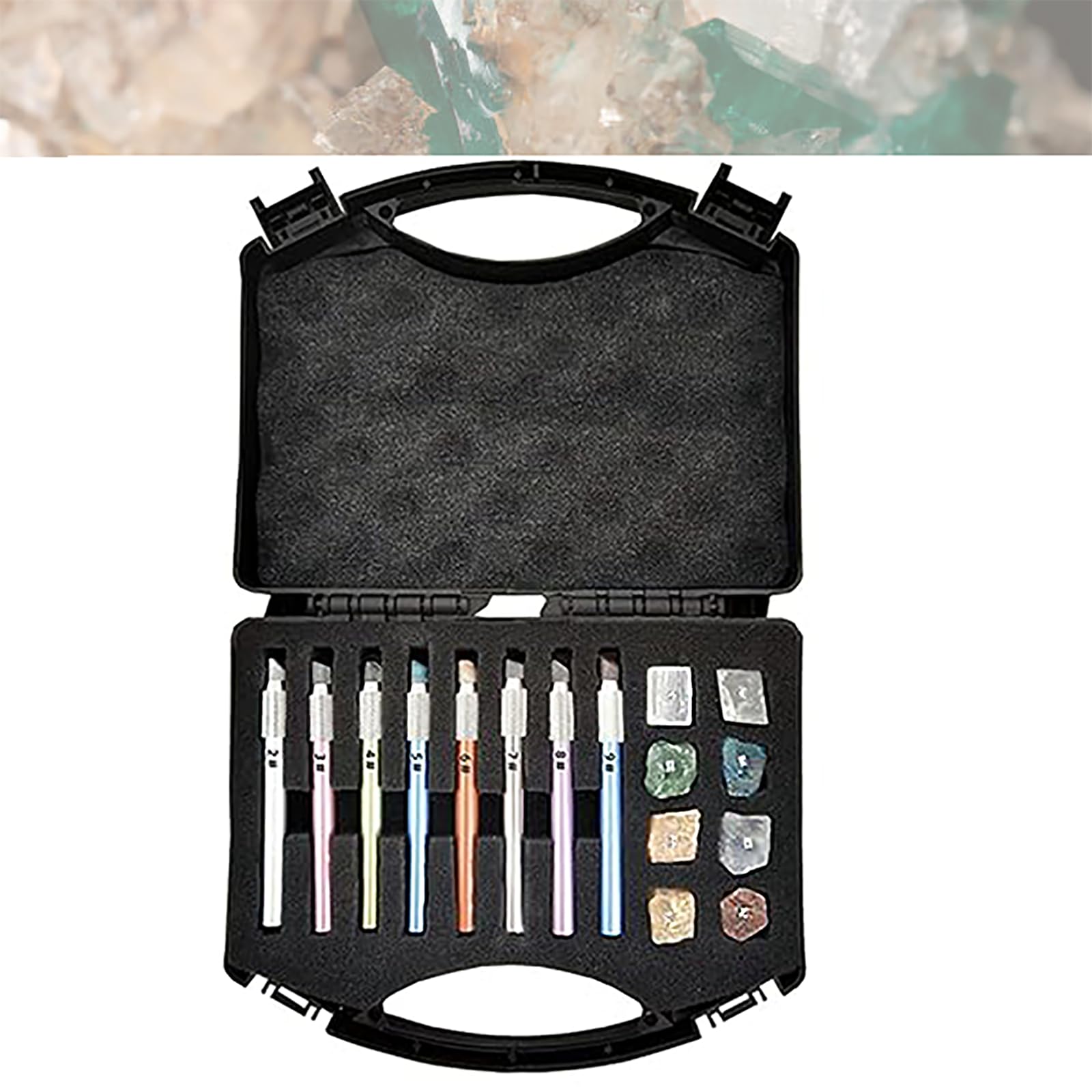 Mohs Hardness Test Kit - Scratch Tester Pen (2-9 Scale) with Storage Box for Gemstone, Jewelry & Mineral Identification - Perfect for Geologists, Jewelers & Rock Hobbyists