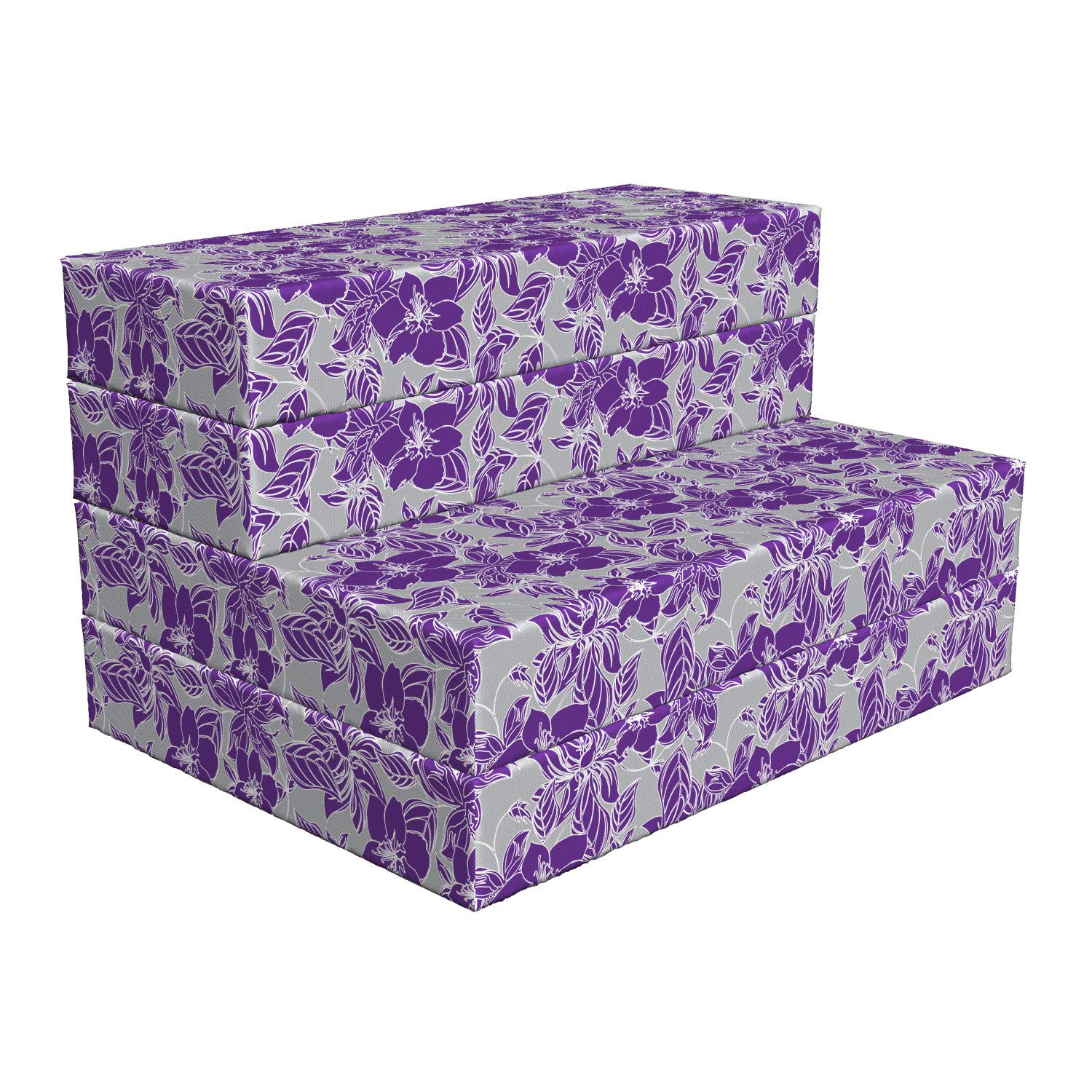 Ambesonne Floral Foldable Mattress - Garden Art Blooming Flowers Design, 74.8