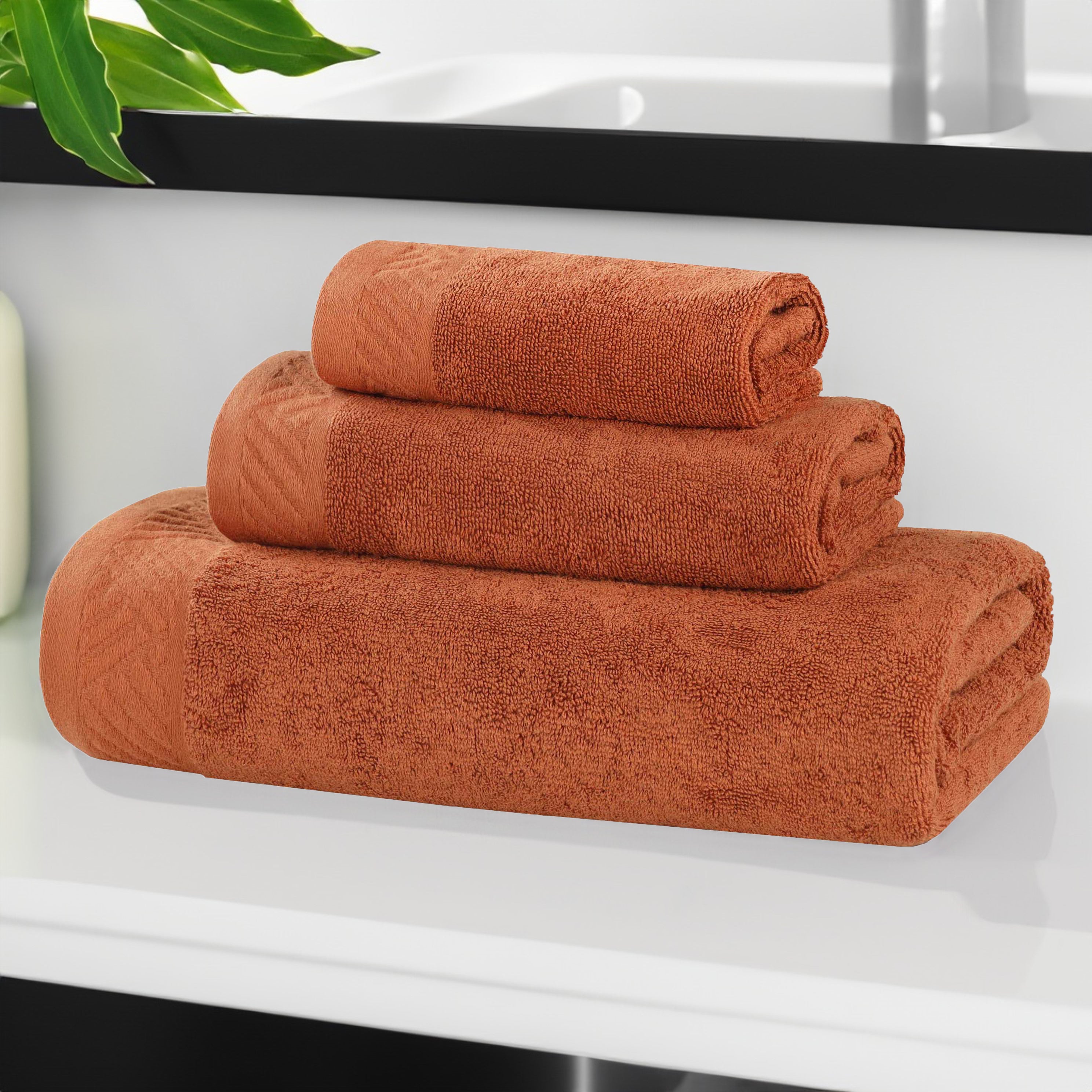 Premium Basketweave Egyptian Cotton 3-Piece Towel Set - Ultra Soft & Absorbent Bath, Beach & Gym Towels for Luxury Spa, Pool & Travel Use